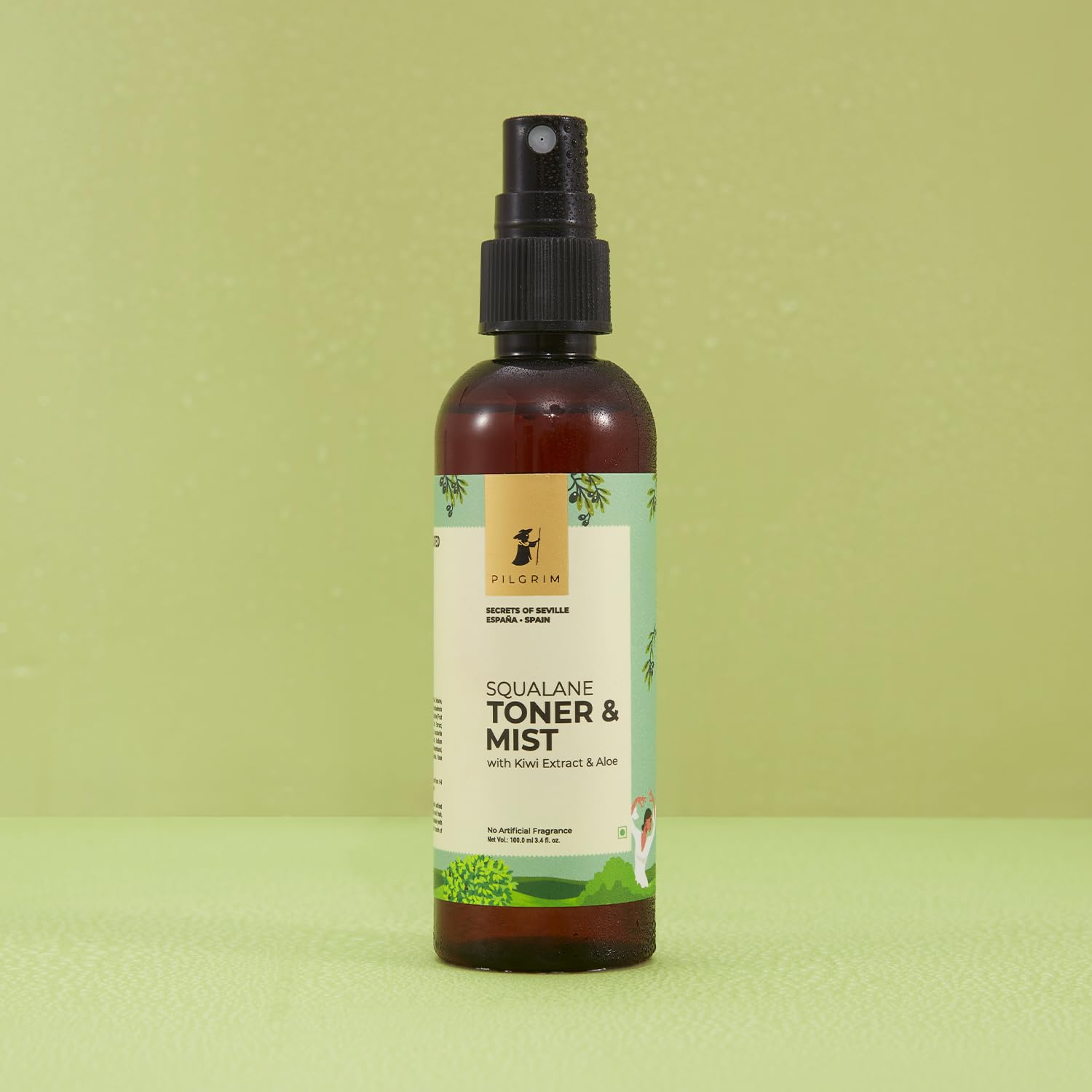 PILGRIM Spanish Squalane Face Toner 100ml - Alcohol-Free Hydrating Toner for Glowing Skin, Pore Minimizing, Oily & Acne-Prone Skin Care | Refreshing Facial Toner for Daily Skincare Routine, Morning & Night Use