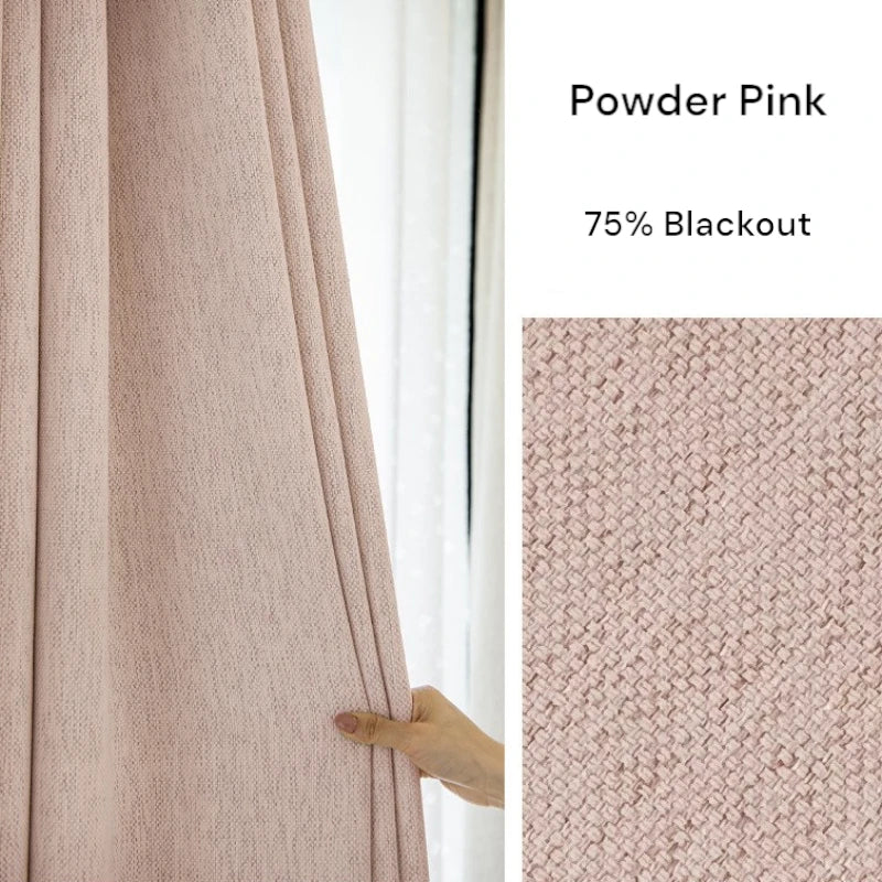 Natasha Cotton Linen Cross Weave Blackout Curtains for Bedroom - Thermal Insulated Window Drapes for Living Room & Nursery, Noise Reducing & Light Blocking Home Decor