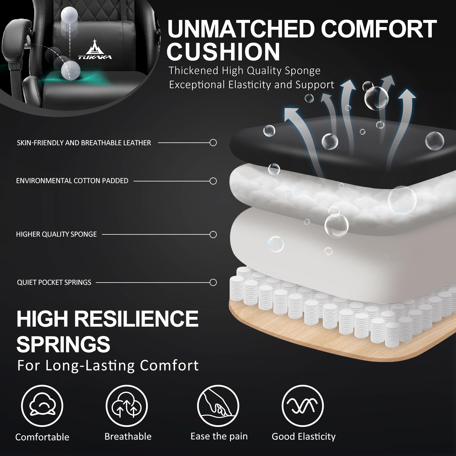 Premium Ergonomic Gaming Chair with Massage, Footrest & Adjustable Lumbar Support - Reclining Leather Office Desk Chair for PC Gamers - Perfect for Esports, Streaming & Long Work Sessions - Black
