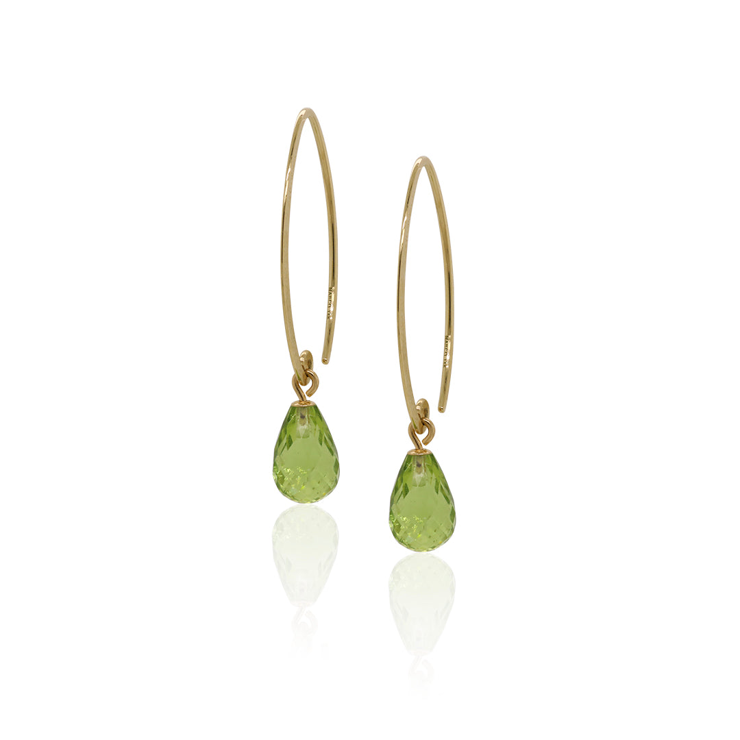 14K Gold Simple Sweep Gemstone Drop Earrings for Women - Elegant Dangle Earrings for Party, Wedding & Everyday Wear