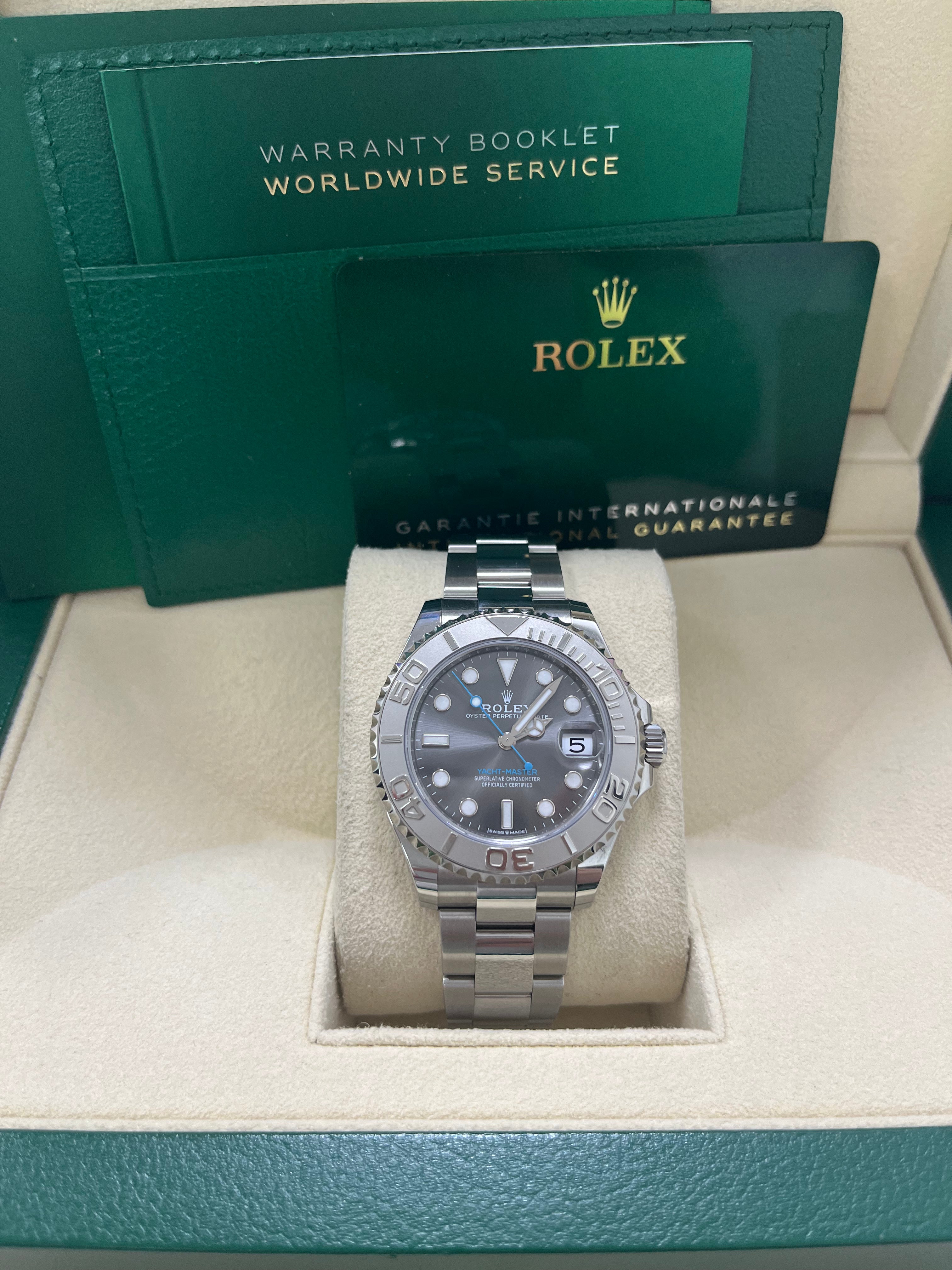 Rolex Yacht Master 37 37mm Rhodium Dial 268622 Stainless Steel with Platinum Bezel - Luxury Watch for Sailing, Business & Formal Occasions
