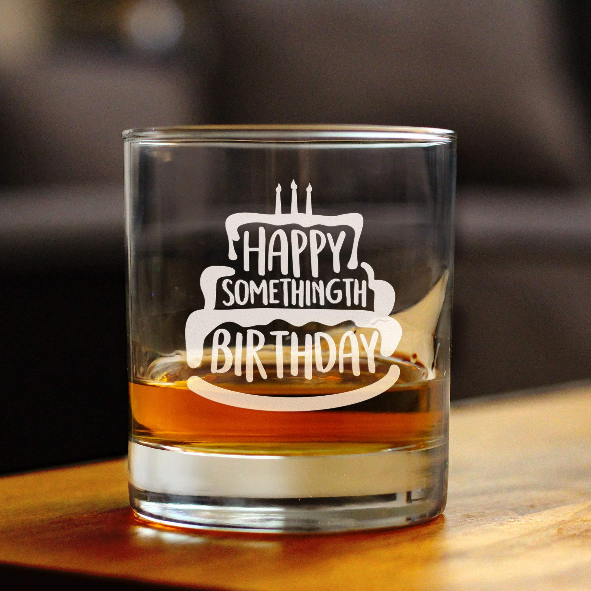 Funny Whiskey Rocks Glass - Happy Birthday Gift for Women & Men Over the Hill - Whisky Tumbler for Scotch & Bourbon Lovers - Perfect for 40th, 50th Birthday Parties & Retirement Celebrations
