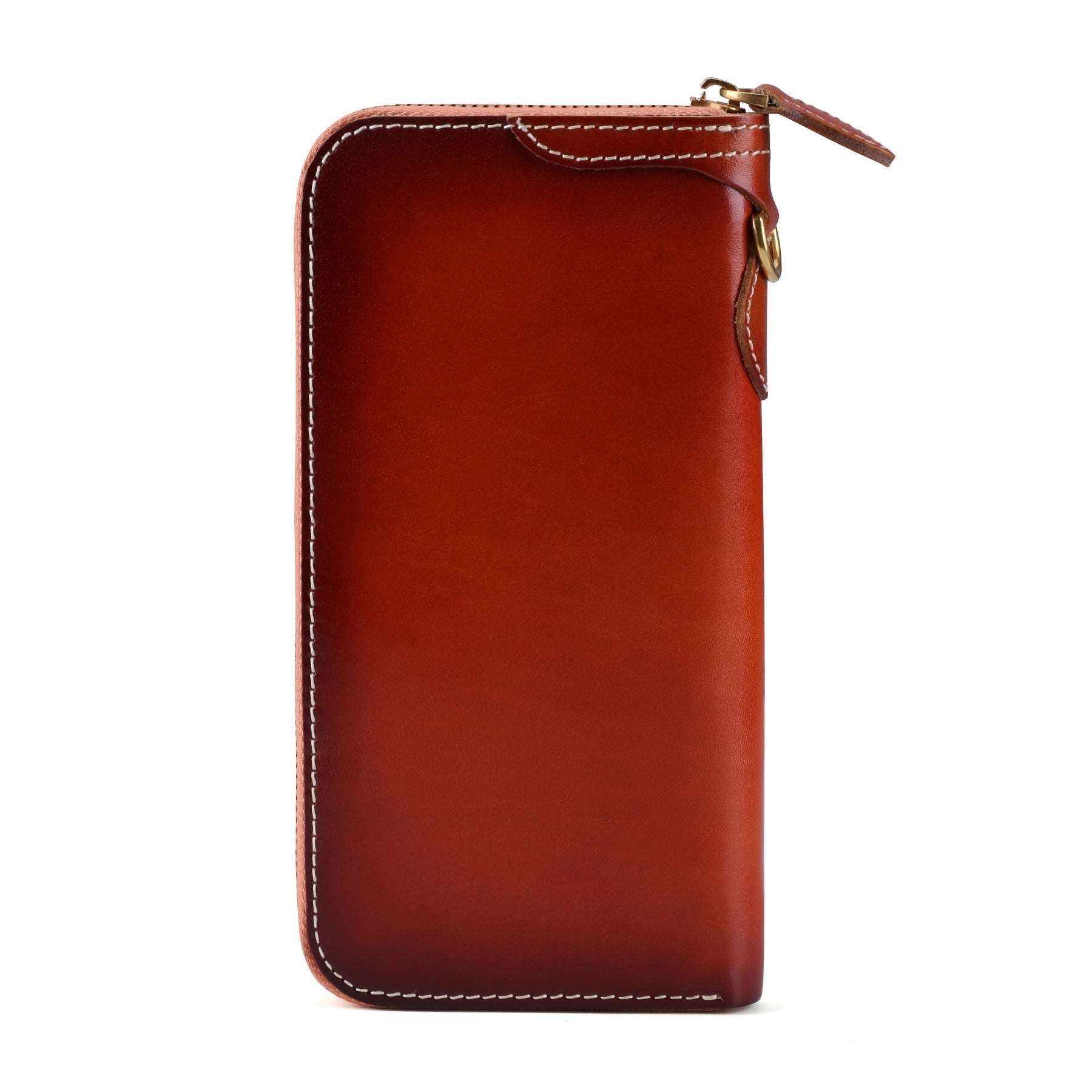 Vintage Leather Zip Wallet for Women - Stylish Retro Design with Multiple Card Slots & RFID Protection - Perfect for Everyday Use, Travel & Gift Giving