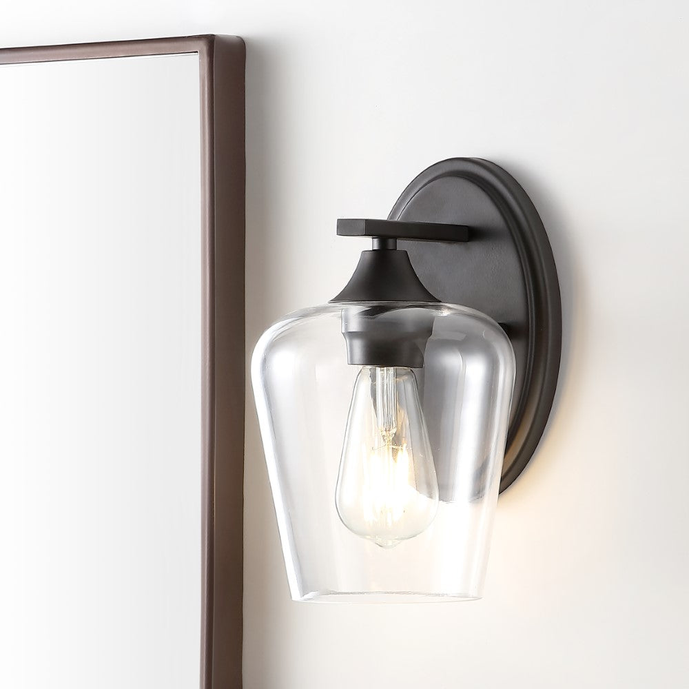 Rustic LED Vanity Light with Iron and Glass - Jayne Cottage Style for Bathroom, Bedroom, or Dressing Room Makeup Area