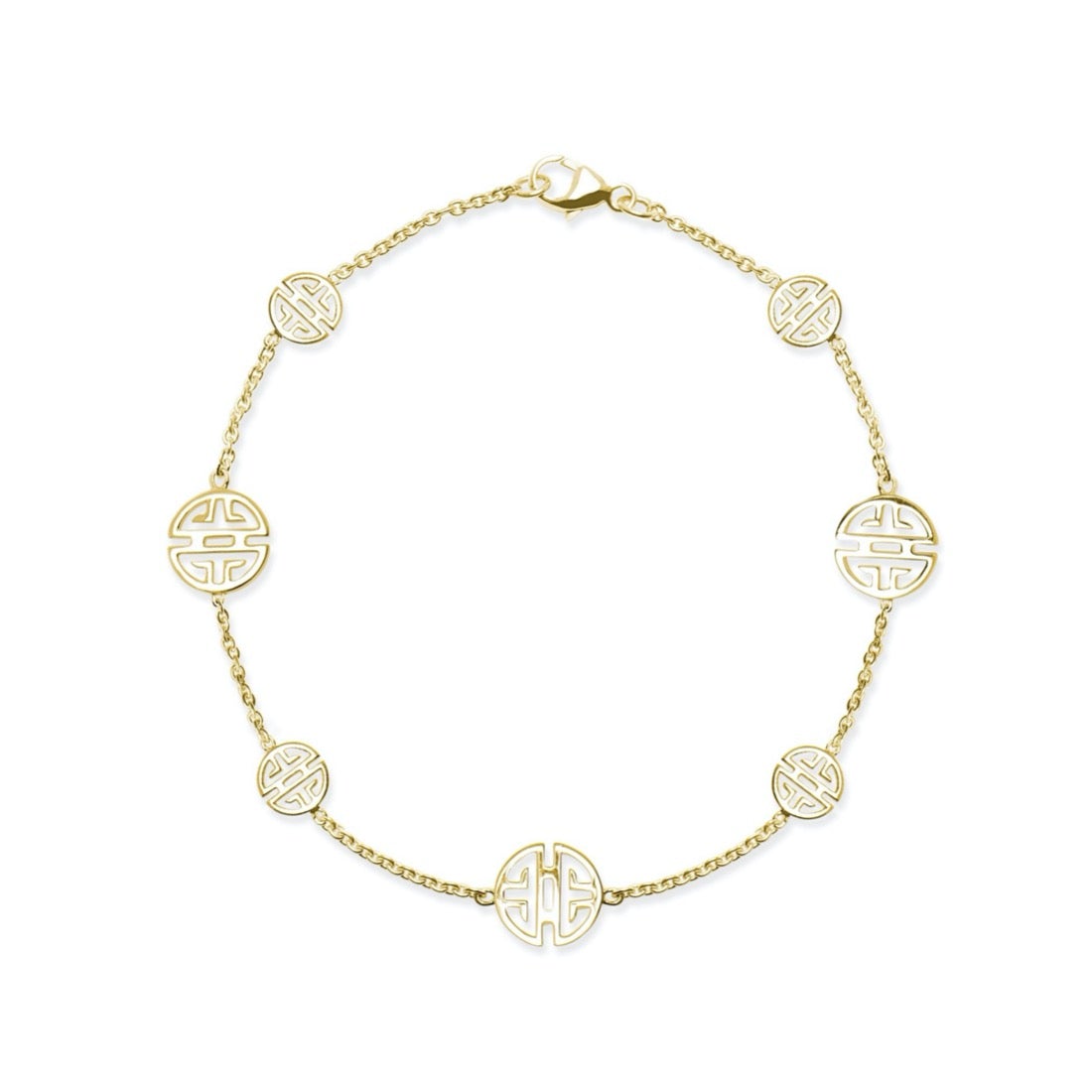 14K Gold Shou Link Bracelet for Women - Elegant Chinese Symbol Jewelry for Good Luck & Protection | Perfect Gift for Birthday, Anniversary & Special Occasions