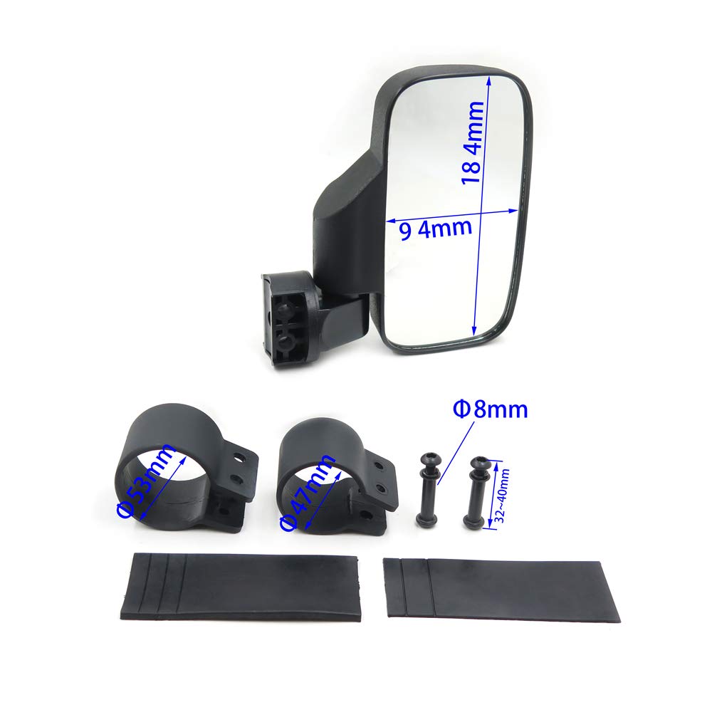 HTTMT Universal UTV Side & Rear View Mirror with Grab Handle - Compatible with Rhino, Viking, Wolverine, YXZ - Fits 2