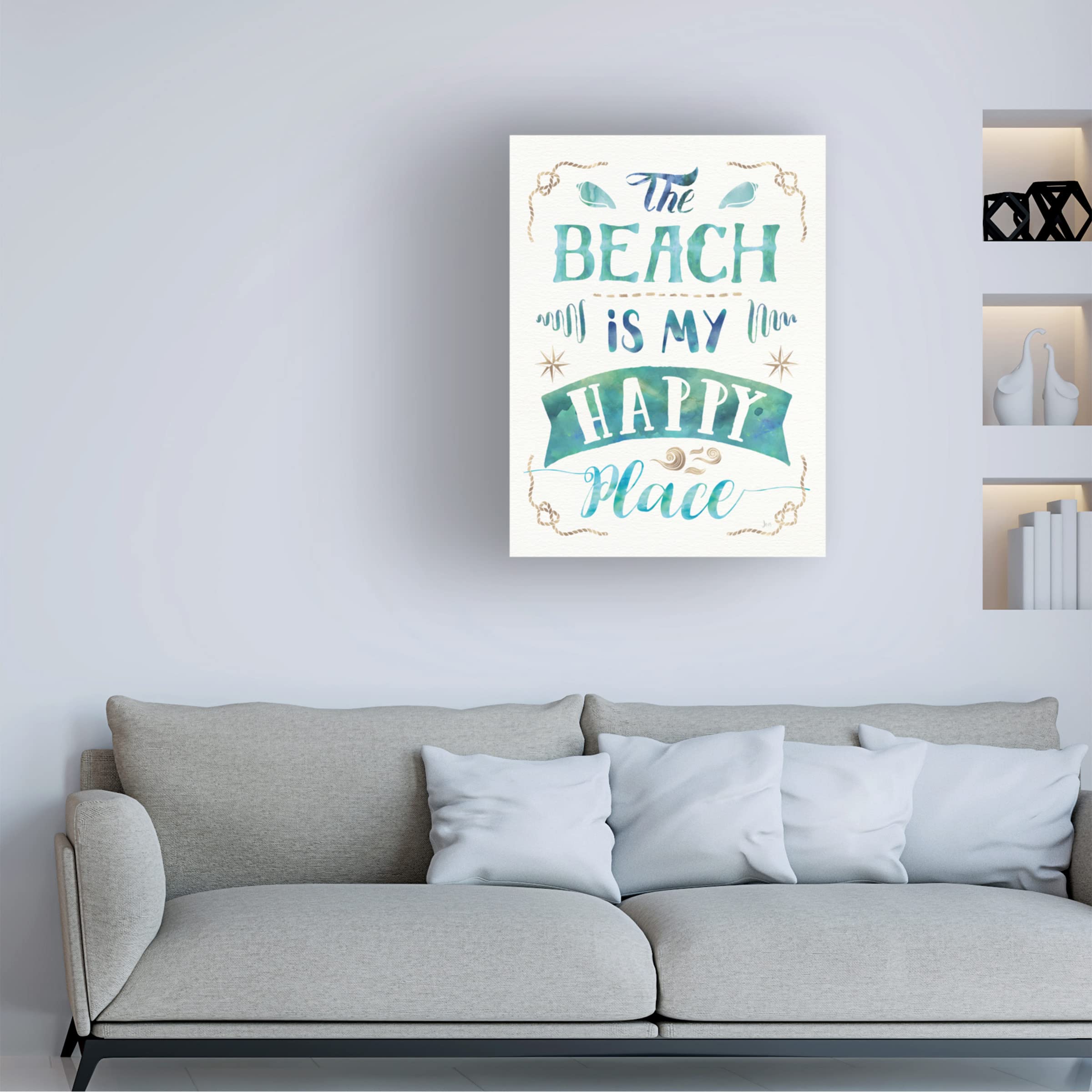 Trademark Fine Art 'Love and the Beach II' Canvas Wall Art Print by Jess Aiken - Romantic Beach Painting for Living Room, Bedroom & Office Decor