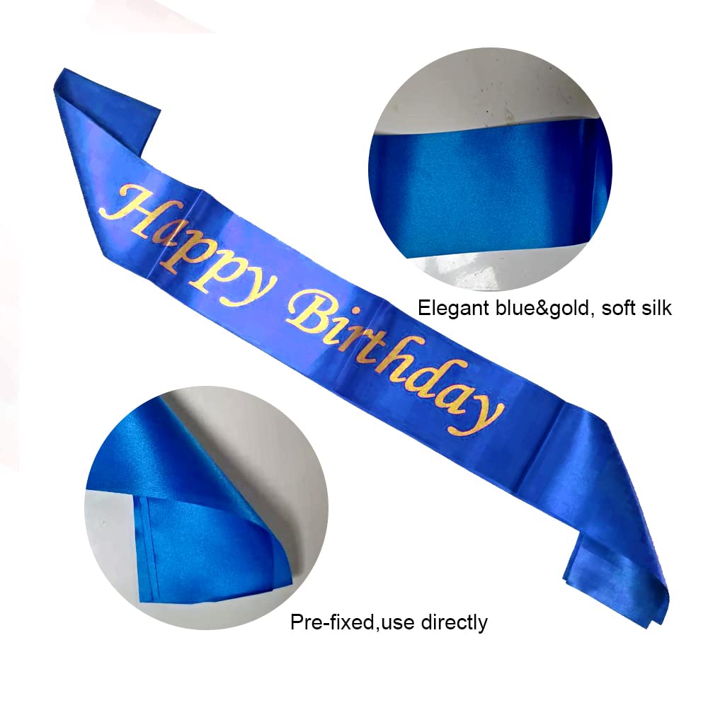 32nd Birthday Party Decorations - Blue Happy Birthday Foil Balloons, Number 32 Cake Topper, Latex & Confetti Balloons, Garland Banner Set - Perfect for Adult Birthday Celebrations, Milestone Parties & Photo Backdrops