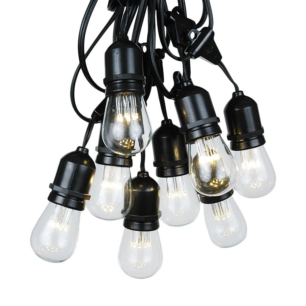 100 Foot Commercial Grade S14 Edison LED String Lights - Outdoor Vintage Cafe & Patio Lighting with 50 Bulbs - Perfect for Backyard, Garden, Gazebo, Market & Restaurant Decor