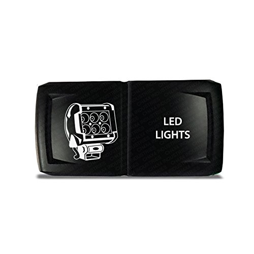 CH4x4 Rocker Switch V2 with Green LED Lights - 3-Position Horizontal Switch for Off-Road Vehicles, Marine Boats & Industrial Equipment
