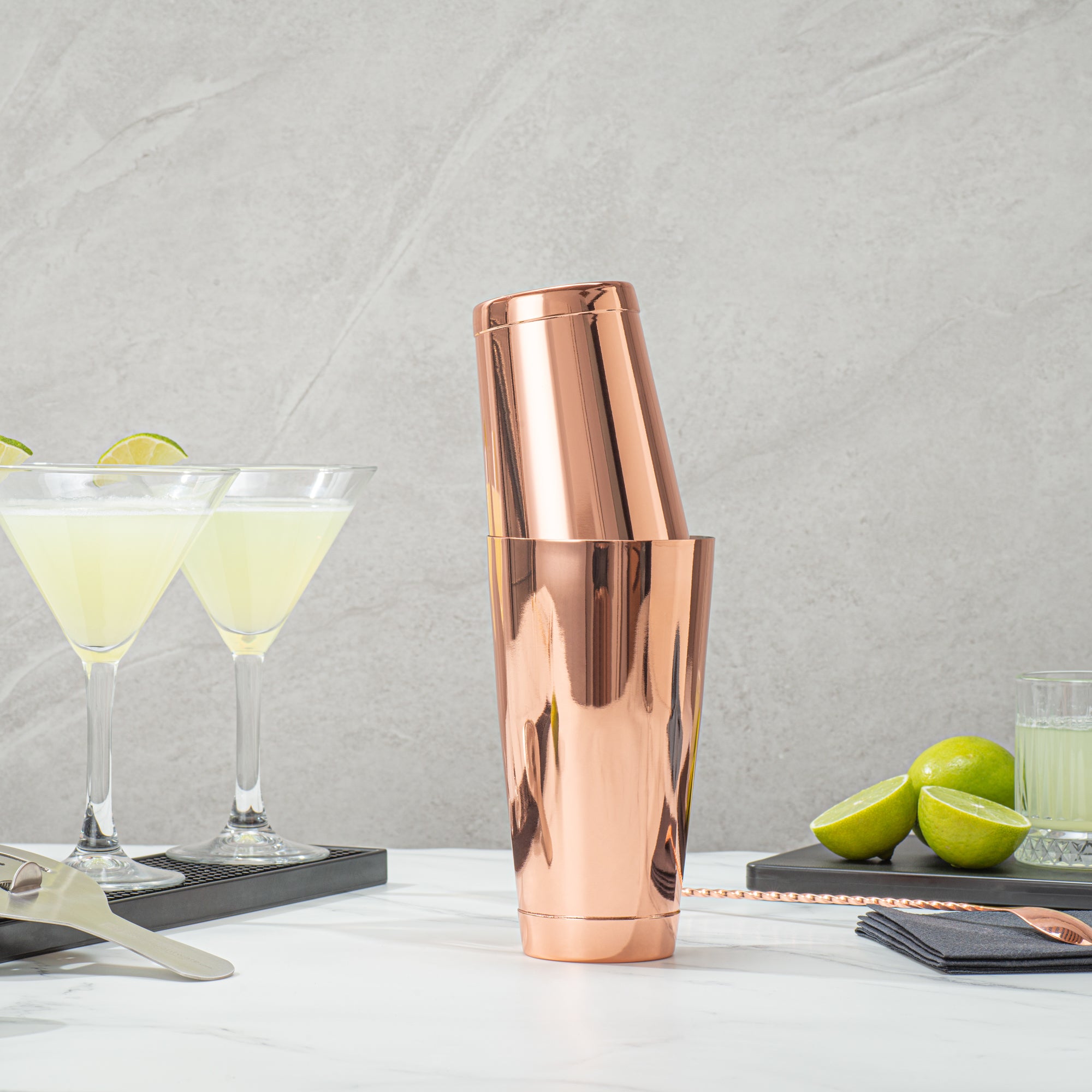 Premium 24 oz Copper Plated Stainless Steel Cocktail Shaker Tin - Weighted Bar Mixing Cup (3.5