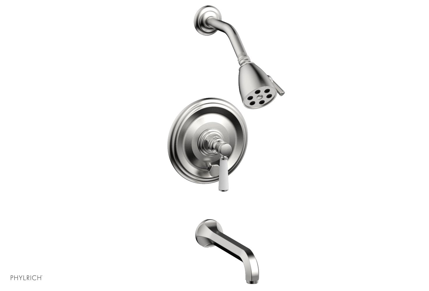 HEX TRADITIONAL Pressure Balance Tub and Shower Faucet Set - Satin White Finish with Lever Handle (Model 500-27) - Perfect for Bathroom Renovation and Modern Home Upgrade