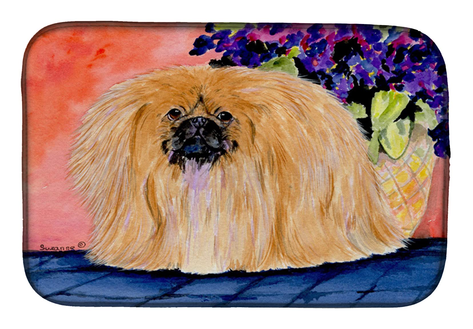 Pekingese Dog Design Absorbent Dish Drying Mat - 14x21 Inch Colorful Kitchen Countertop Pad for Dishes | Perfect for Kitchen Counter Drainage & Decoration