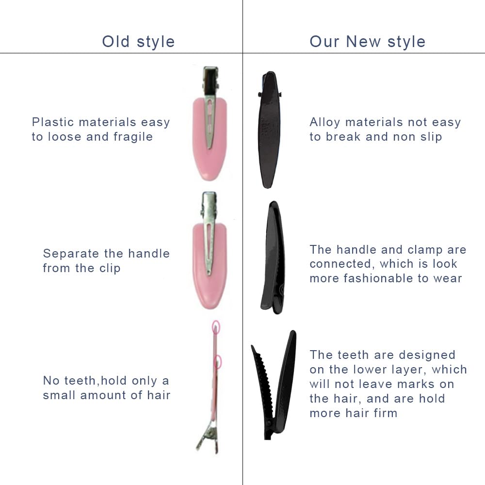 Ahoney 8-Piece No Bend No Crease Hair Clips Set - Duckbill & Alligator Hair Clips for Styling, Sectioning, Bangs & Makeup Application - Perfect for Women & Girls (Black) | Great for Salon, Home Hair Styling & Daily Use