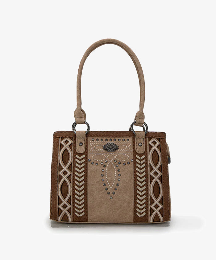 Montana West Southwestern Diamond Cross Stitch Concealed Carry Tote Bag for Women - Stylish & Spacious Purse with Hidden Gun Compartment for Everyday Carry, Travel & Outdoor Activities