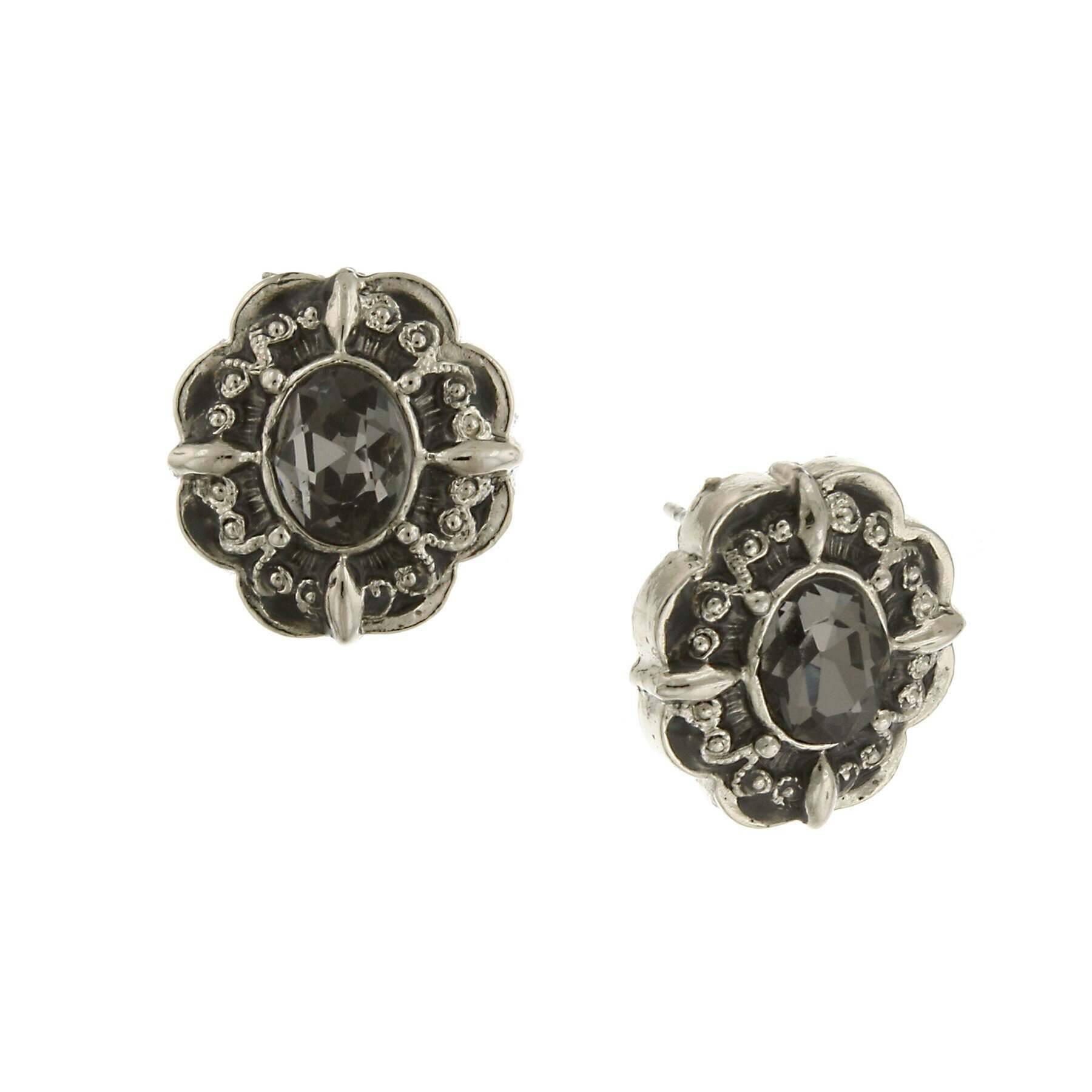 1928 Black Diamond Crystal Button Earrings for Women - Elegant Vintage Style Jewelry for Parties, Weddings & Special Occasions