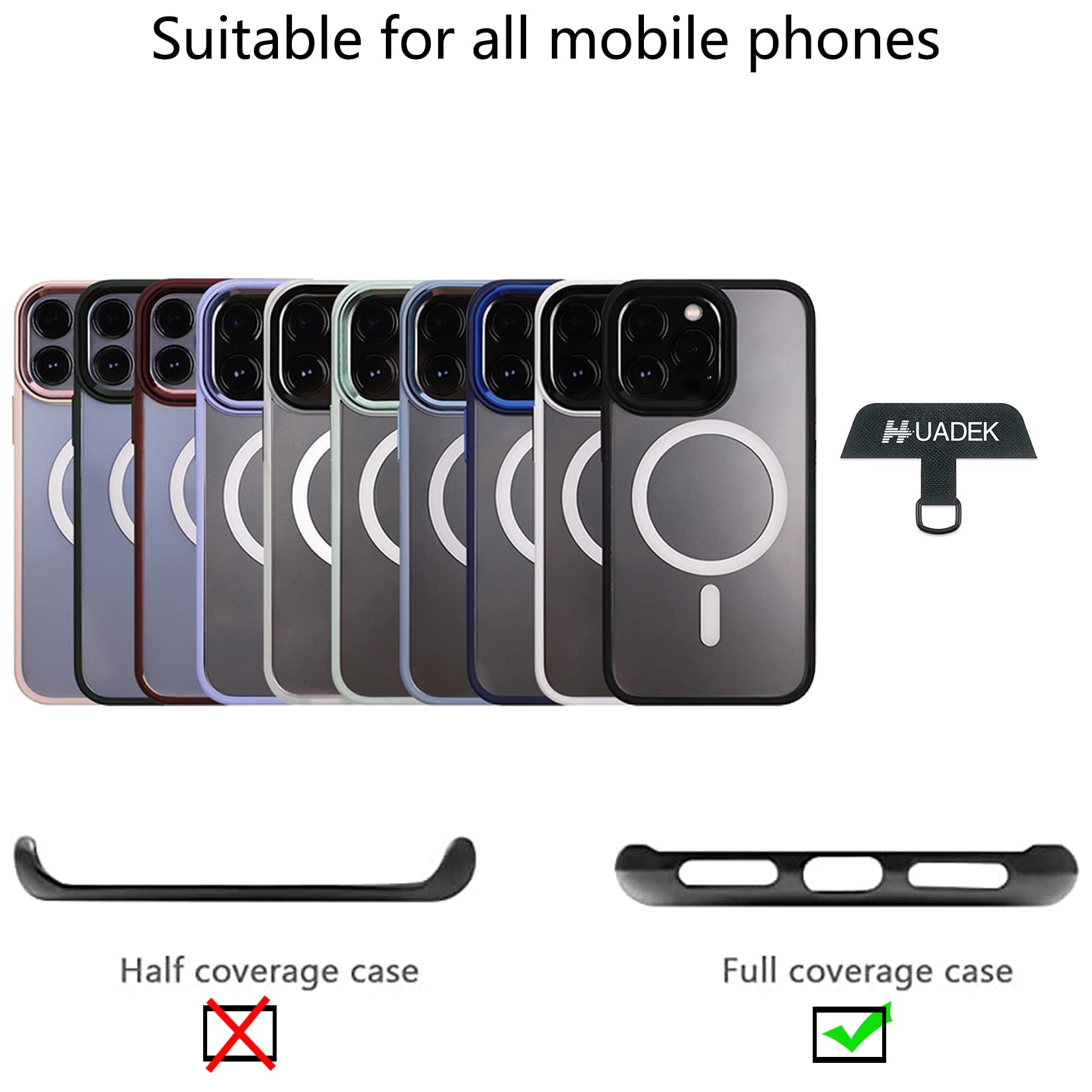 HUADEK Universal Phone Tether Tab - Secure Phone Strap Connector for Cell Phone Safety Lanyard - Compatible with iPhone, Samsung & Most Smartphones - Perfect for Outdoor Activities, Travel & Work