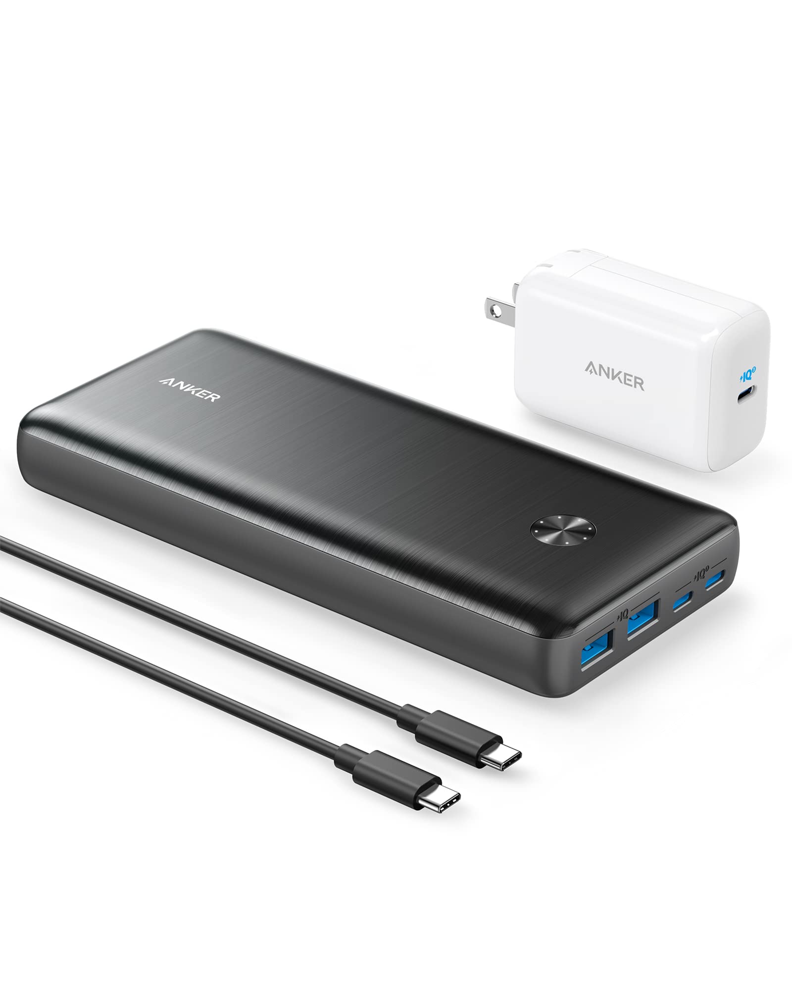 Anker 25,600mAh 87W Power Bank with 65W USB-C Wall Charger - Fast Charging Portable Battery Pack for MacBook Pro, Dell XPS, Microsoft Surface, iPhone 13, Samsung Galaxy, iPad Pro | Perfect for Travel, Business Trips & Outdoor Adventures