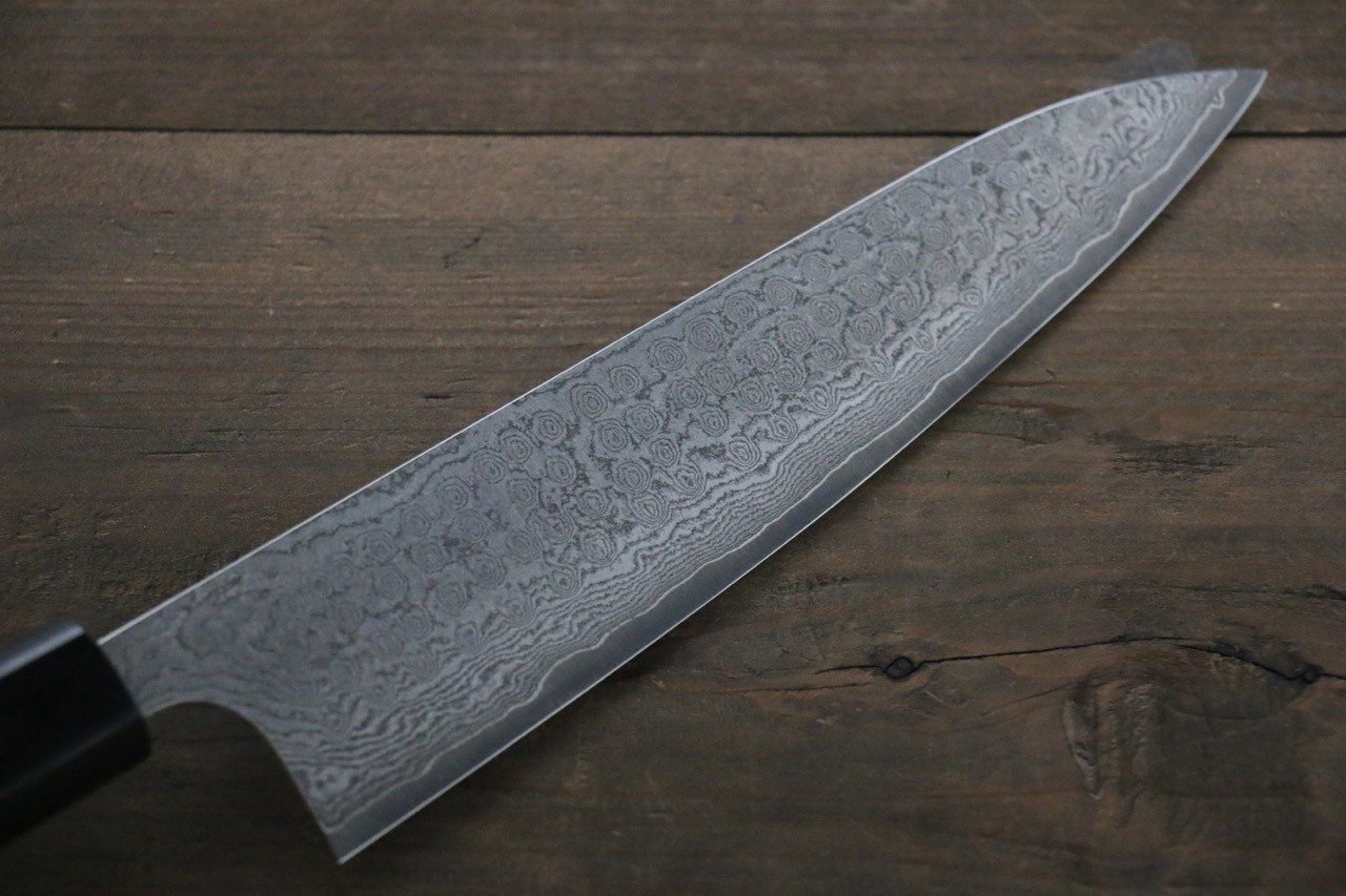 Premium Nao Yamamoto VG10 Black Damascus Gyuto Chef Knife 210mm - High Carbon Stainless Steel Blade with Shitan Wood Handle - Perfect for Sushi, Meat Slicing & Professional Kitchen Use