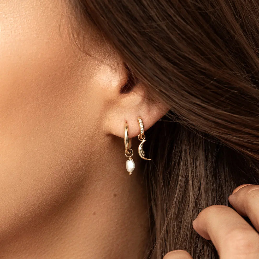 Patience Moon Crystal Hoops - Elegant Sterling Silver Earrings with Moonstone Gemstones | Perfect for Everyday Wear, Date Nights & Special Occasions