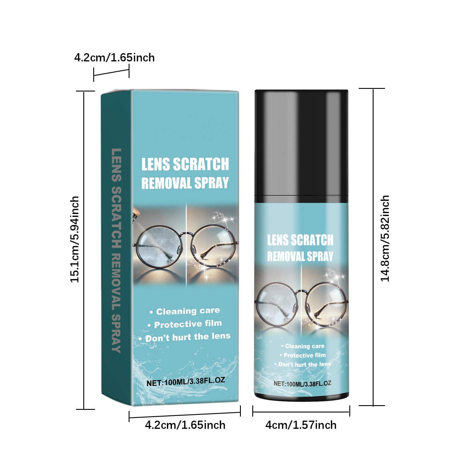 Professional Lens Scratch Remover Spray & Glasses Cleaner - 100ml Portable Solution for Eyeglasses, Sunglasses & Camera Lenses | Perfect for Travel, Office & Outdoor Use