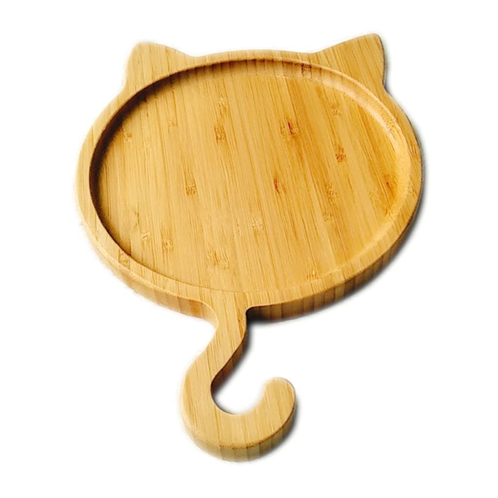 Handmade Solid Walnut Wood Cat-Shaped Dessert Plates - 19x27cm Fruit Trays, Tea Plates & Dinnerware for Afternoon Tea, Party Snacks & Home Decor (Color A)