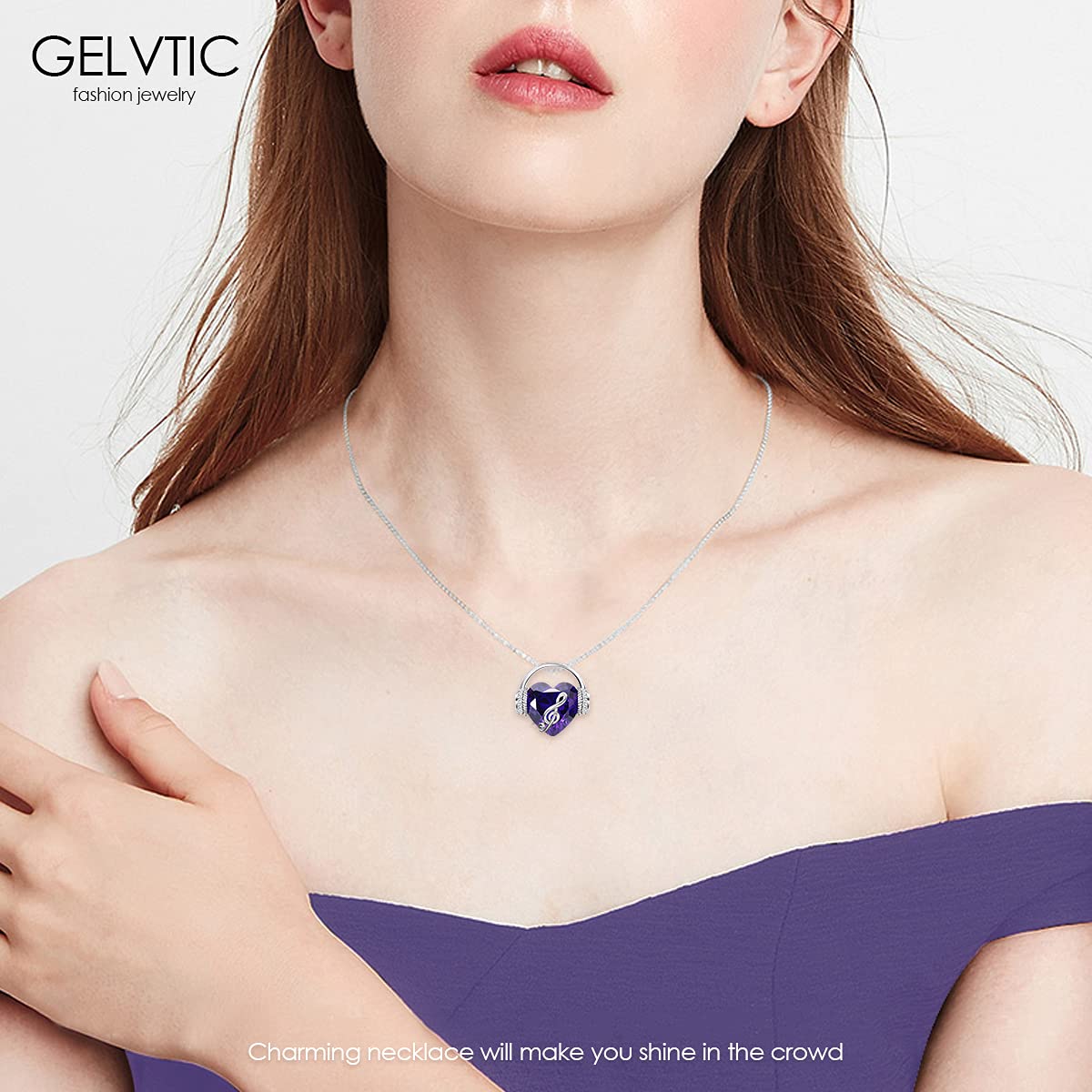 Music Note Necklace for Women - Heart Pendant with Birthstone Crystal Jewelry | Elegant Gift for Mom, Wife, Girlfriend | Perfect for Christmas, Valentine's Day, Anniversary & Birthday | Great for Concerts, Date Nights & Special Occasions