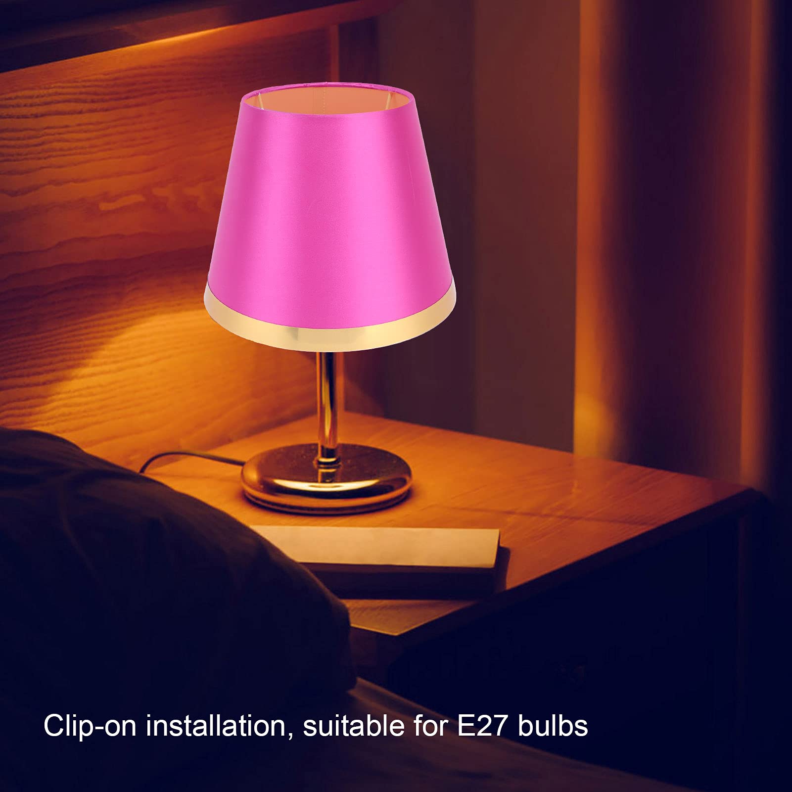 10 x 7.8 Inch E27 Fabric Lamp Shade - European Style Simple & Durable Lampshade for Table Lamp & Floor Light - Rose Red Home Decor Lighting Accessory (Perfect for Living Room, Bedroom & Office Decor)