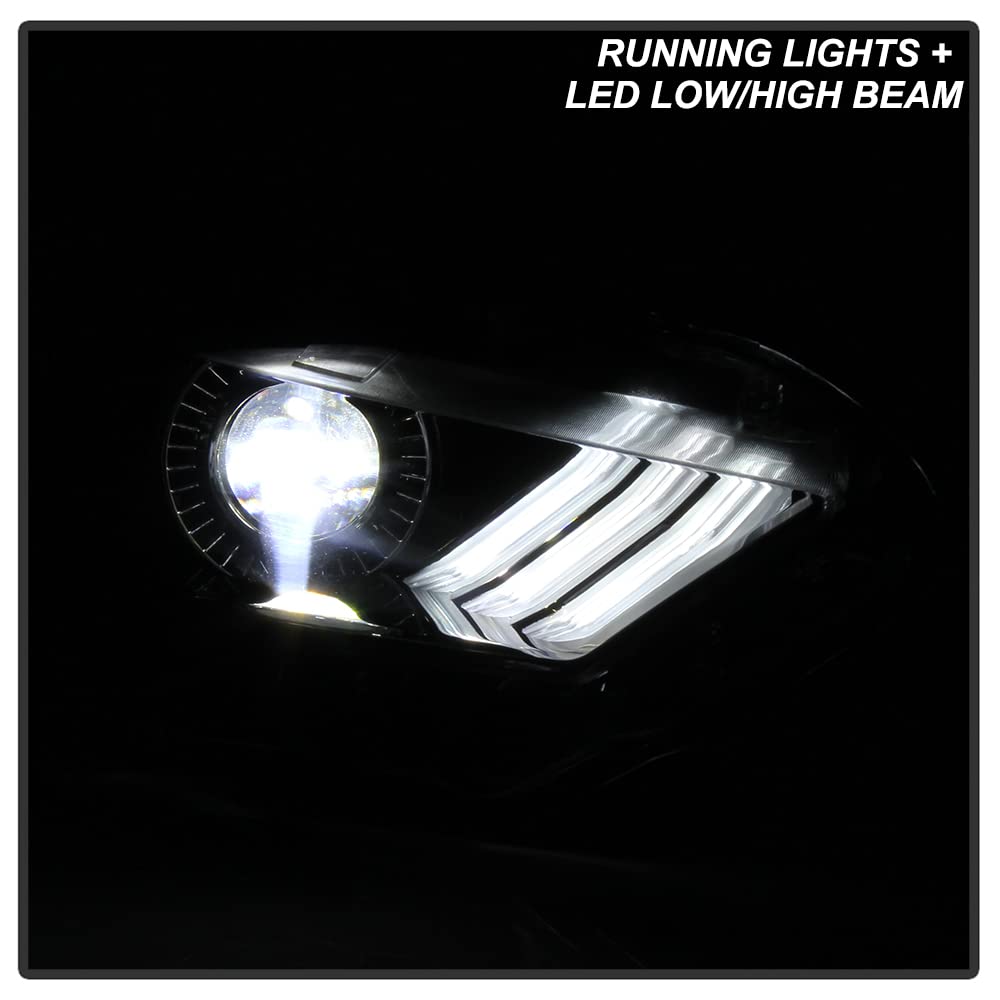 2018-2020 Ford Mustang LED Light Bar Tube Projector Headlights - High Performance Aftermarket Replacement for Passenger Side | Perfect for Night Driving & Off-Road Adventures