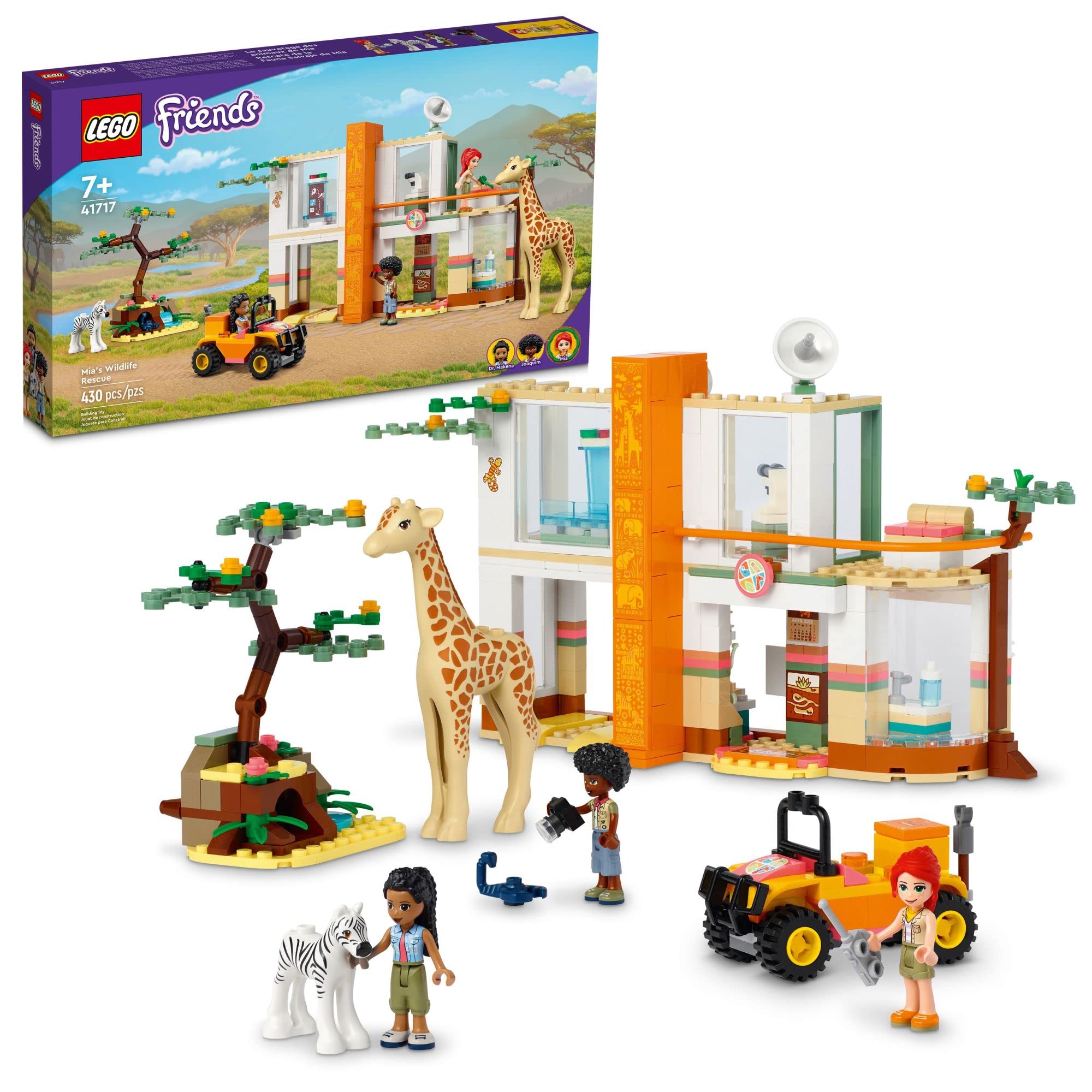 **LEGO Friends Mia's Wildlife Rescue Toy 41717 - Zebra & Giraffe Safari Animal Figures with 3 Mini Dolls | STEM Learning Toy, Birthday Gift for Kids Ages 7+ | Perfect for Creative Play & Animal Rescue Adventures**
