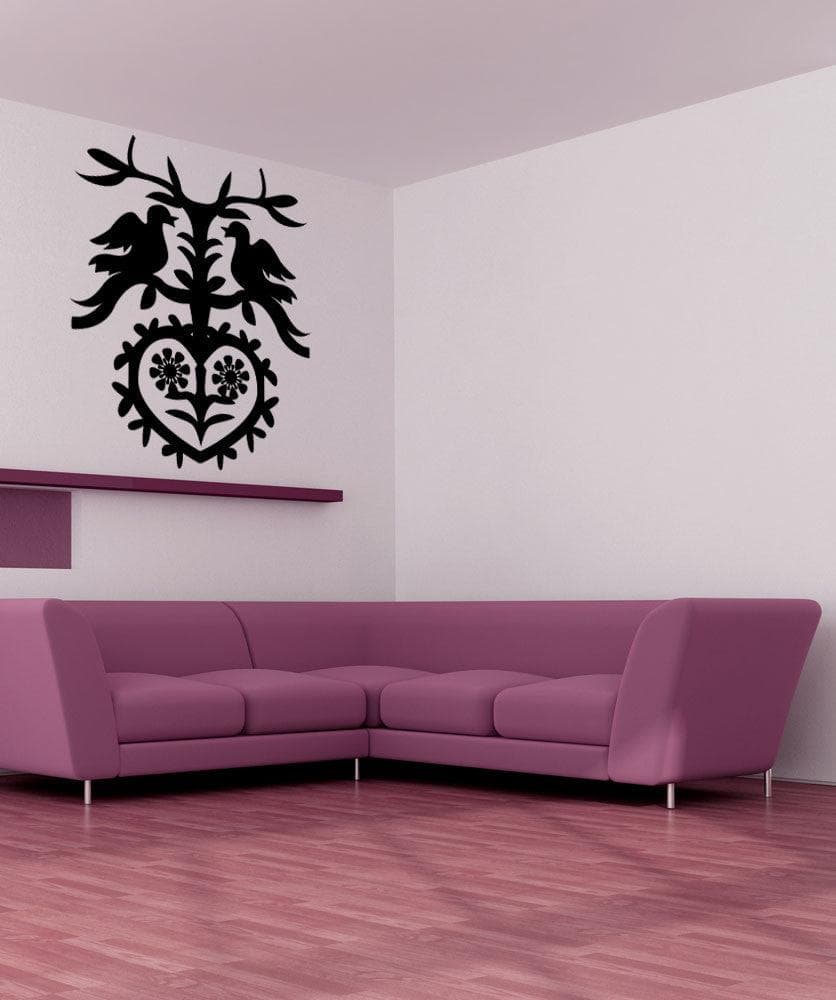 German Art Vinyl Wall Decal Sticker with Birds & Heart Design - Perfect for Nursery, Bedroom & Home Decor #OS_MG425