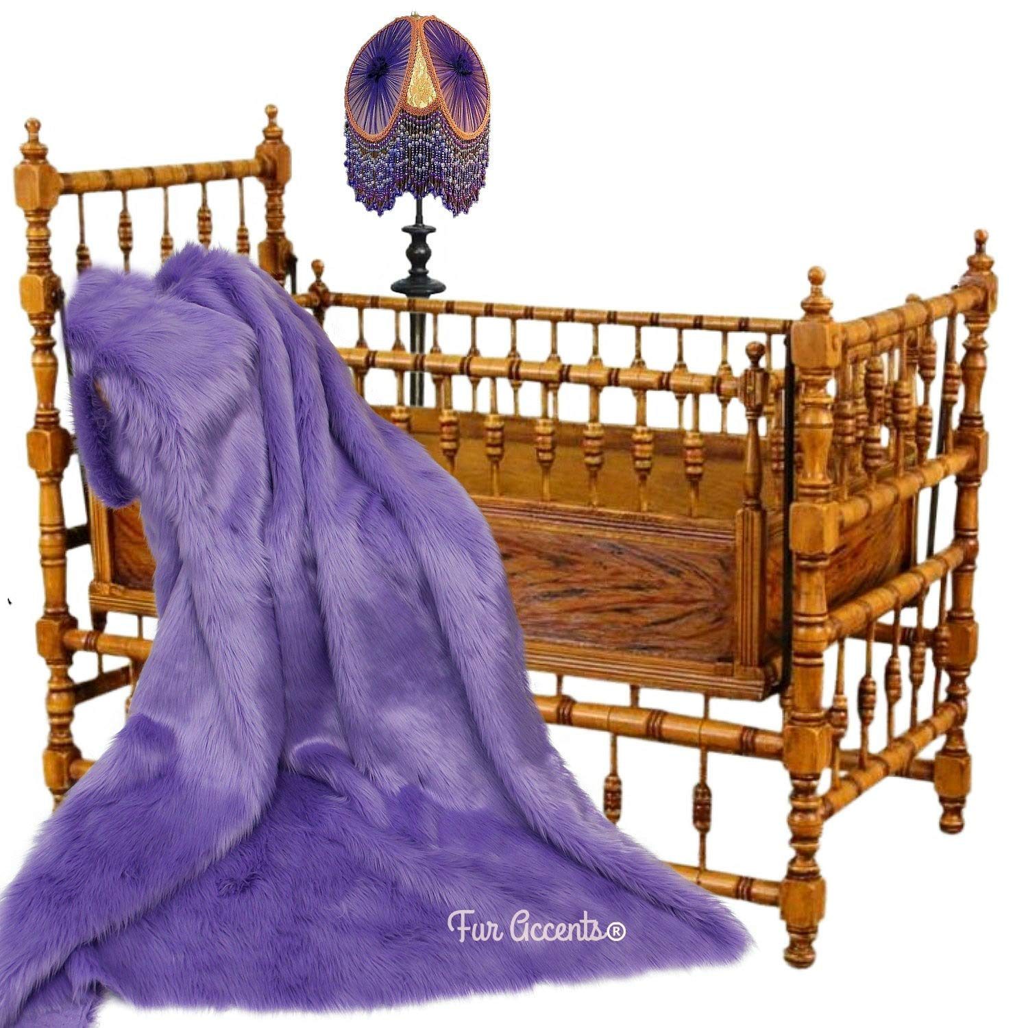 Soft Plush Faux Fur Throw Blanket - 2'x3' Lavender Shaggy Blanket for Baby, Nursery, or Living Room - Cozy Fashion Fur Accent for Couch, Bed, and Home Decor