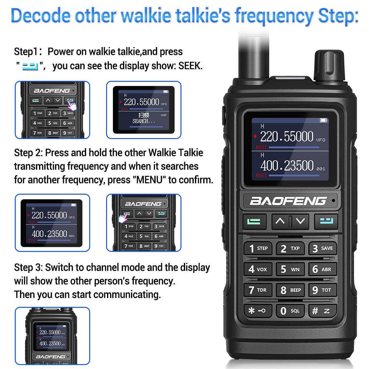 Baofeng UV-17R Pro Long Range Two Way Radio Walkie Talkie - 999 Channels, USB Charger, VOX, Earpiece & Flashlight - Perfect for Outdoor Adventures, Hiking, Camping and Emergency Communication