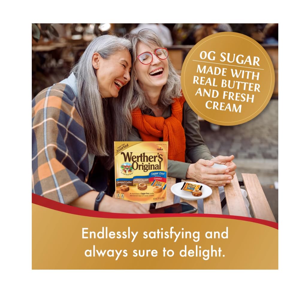 Werthers Original Sugar Free Caramel Hard Candy - 7.70 OZ (Pack of 2) | Individually Wrapped Candies for Office, Home & Gifts | Classic Buttery Caramel Flavor