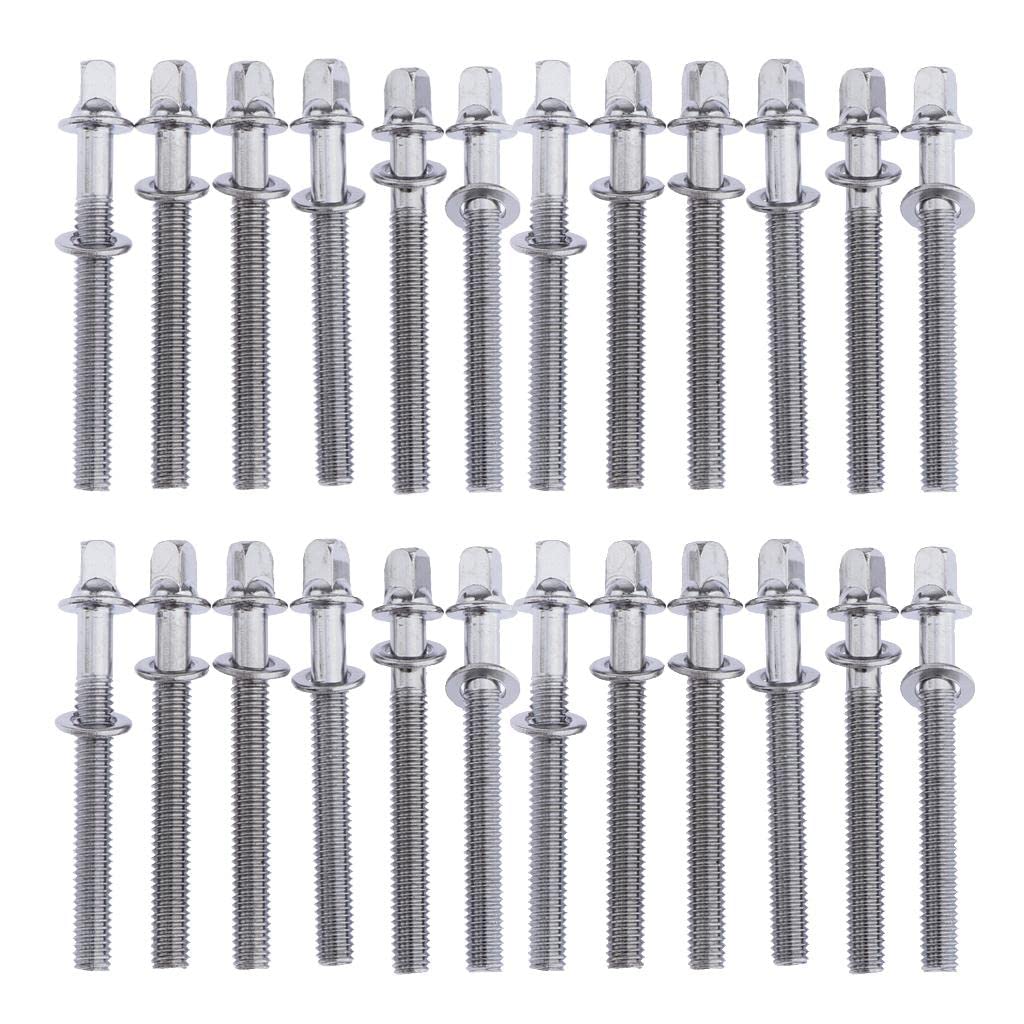 Almencla 24-Piece 60mm Drum Tension Rods for Tom Bass Drum - Premium Drum Hardware Accessories for Drummers & Percussionists - Perfect for Drum Maintenance, Tuning, and Replacement Parts