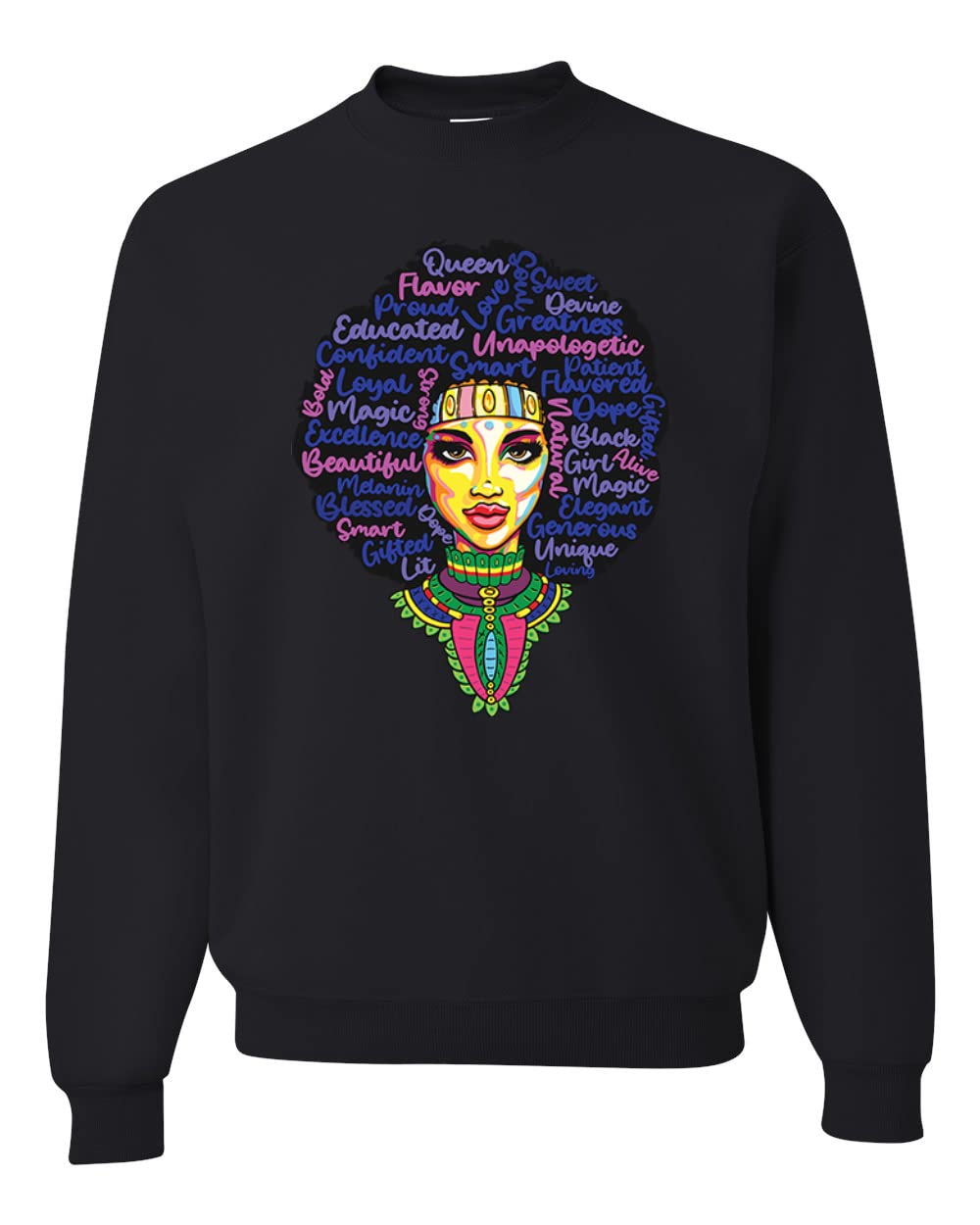 Wild Bobby Queen Bee Strong Black Woman Black Pride Unisex Crewneck Graphic Sweatshirt | Black Empowerment Apparel | Casual Wear for Women & Men | Perfect for Everyday, Black History Month & Cultural Events