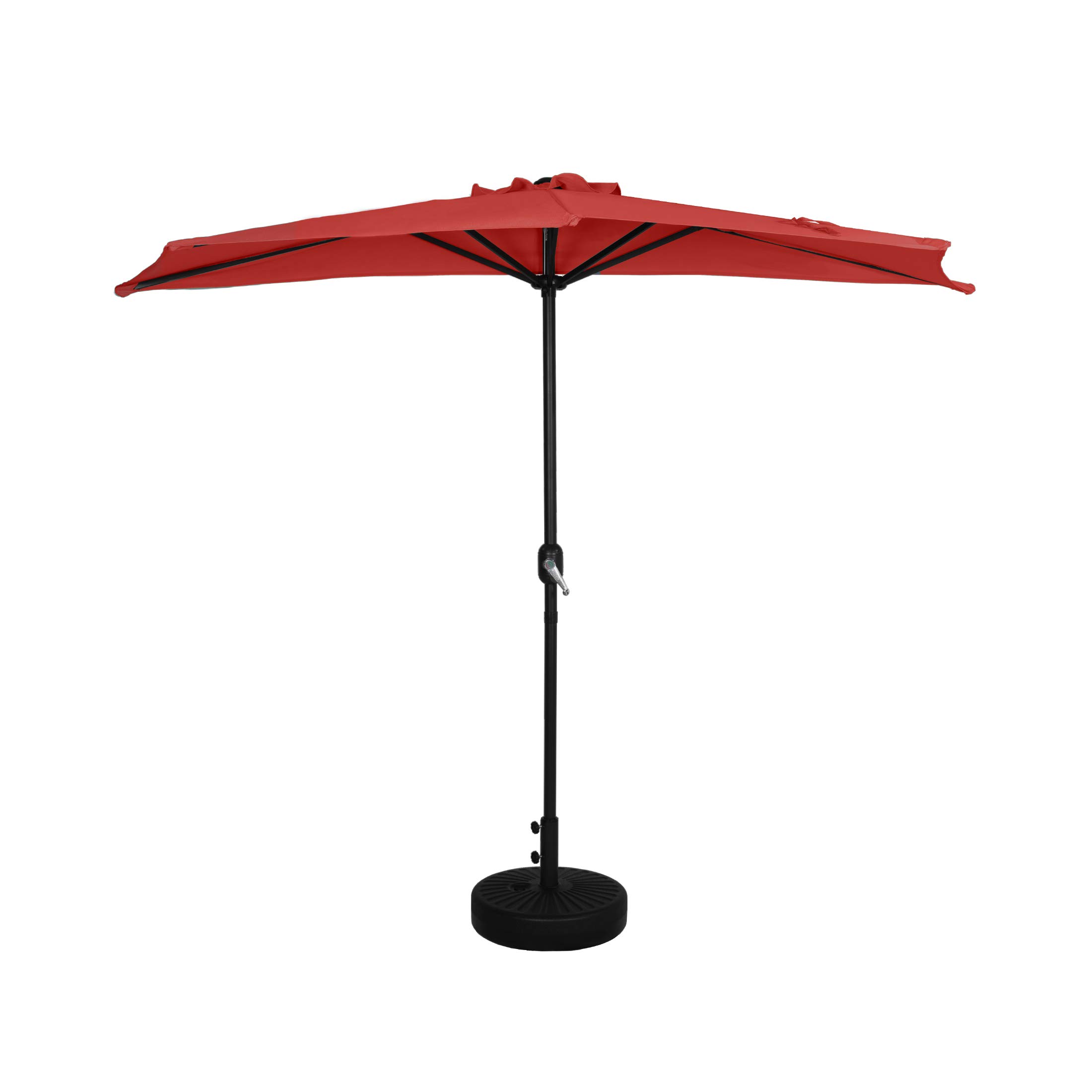 WO Home 9 FT Half Outdoor Market Table Umbrella with Weighted Base Kit - Perfect for Patio, Garden, and Poolside Relaxation
