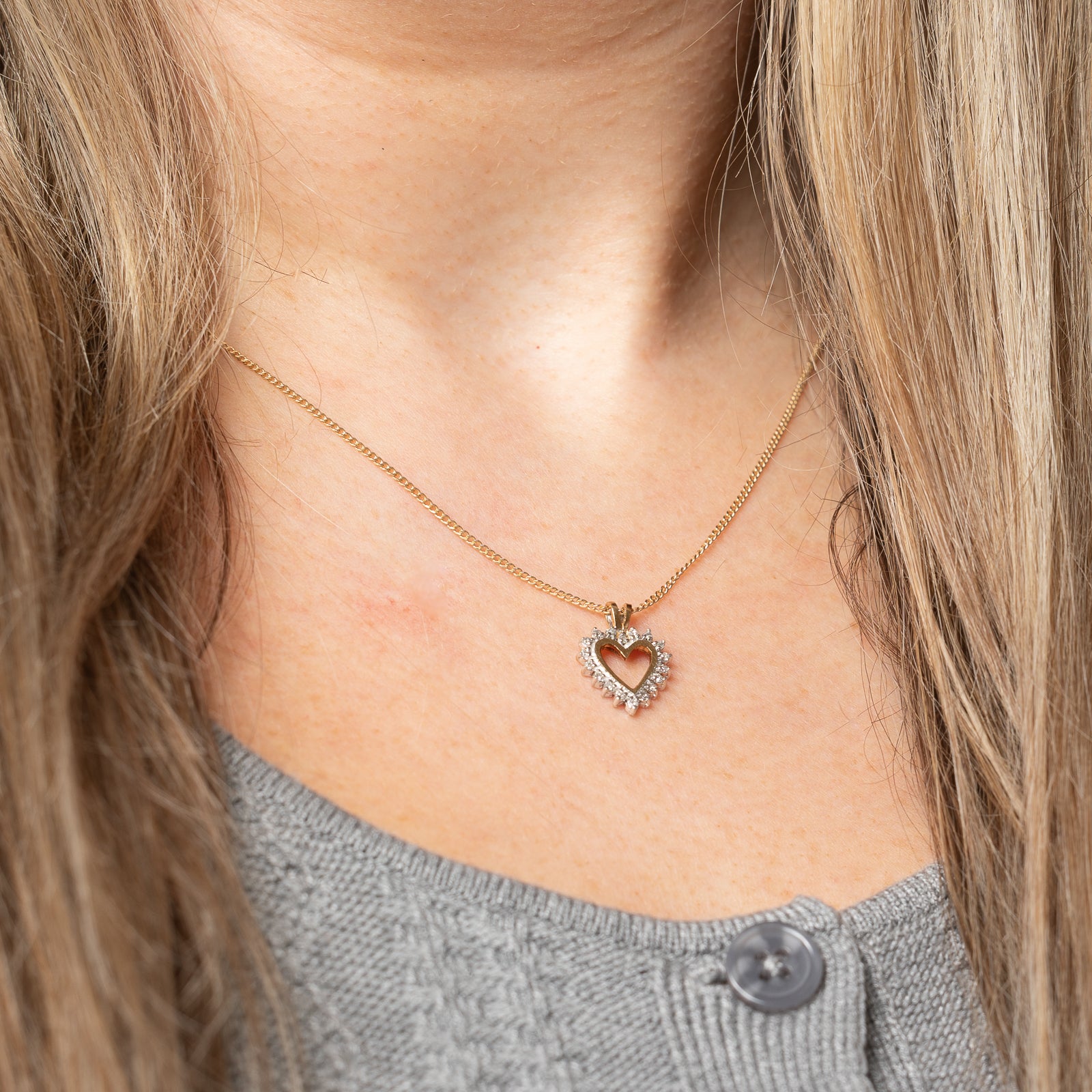 Two Tone Gold Diamond Heart Pendant Necklace - 0.12ctw Genuine Diamond Jewelry for Women - Perfect Gift for Valentine's Day, Anniversary & Romantic Occasions