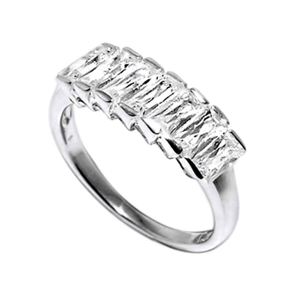 Fashionable 925 Sterling Silver CZ Stone Rectangle Ring for Women - Perfect for Parties, Weddings & Everyday Elegance