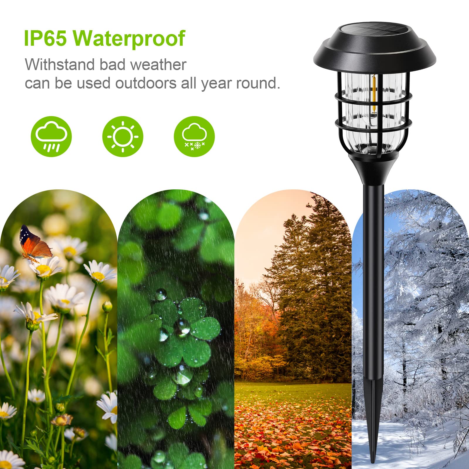LETMY 8 Pack Solar Pathway Lights Outdoor, IP65 Waterproof Solar Garden Lights with Auto On/Off - Bright Solar Powered Landscape Lighting for Yard, Patio, Walkway, Driveway | Perfect for Garden Decor, Backyard Illumination & Nighttime Safety