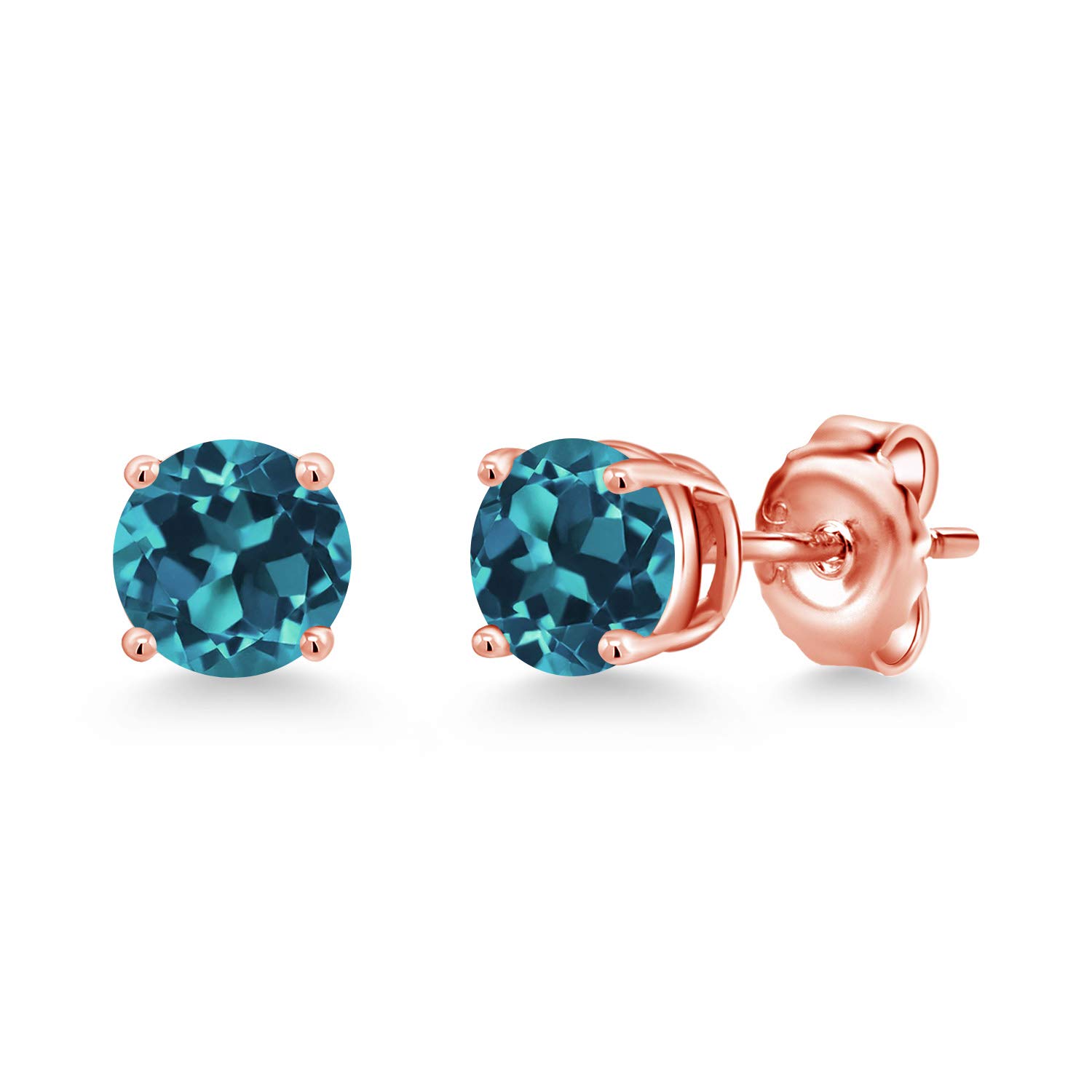 18K Rose Gold Plated Sterling Silver 6MM Round Birthstone Stud Earrings for Women & Men | Gemstone Jewelry Gift for Birthday, Anniversary & Special Occasions