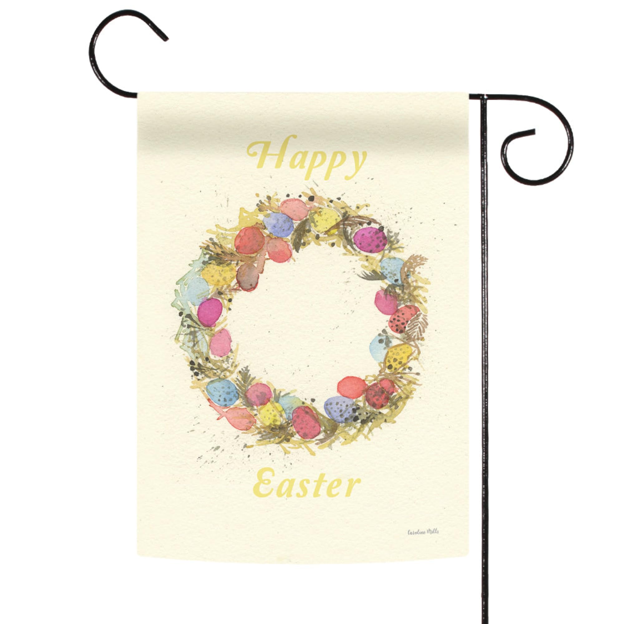 Toland Home Garden 1112602 Easter Egg Wreath Double Sided Garden Flag - 12x18 Inch Outdoor Easter Decoration for Yard, House & Spring Celebrations - Perfect for Front Porch, Lawn & Holiday Festivities