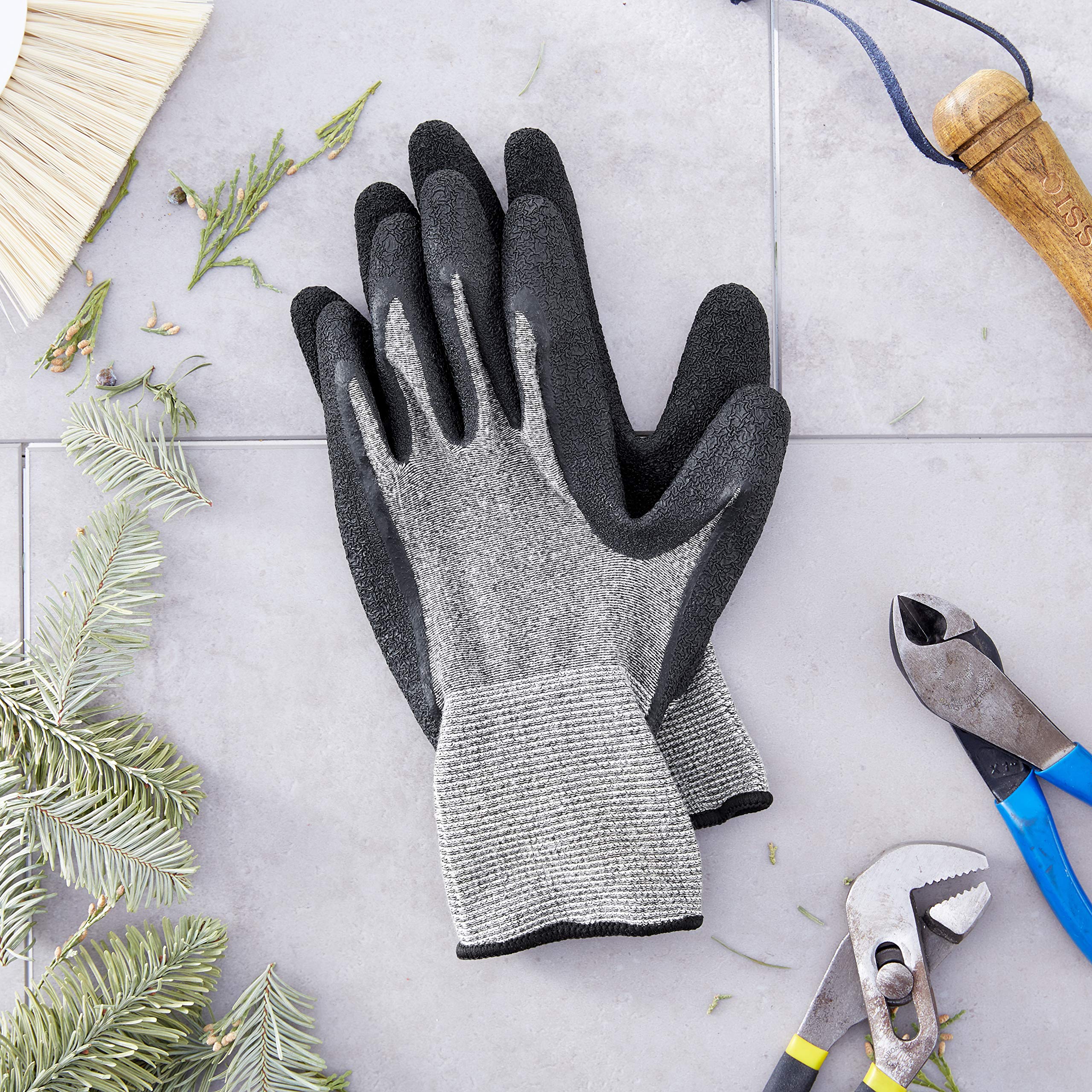 Midwest 63-L-AZ-1 Latex Gripping Gloves with Salt & Pepper Liner - 72 Pair Pack (Large, Assorted) - Durable Work Gloves for Construction, Landscaping & Warehouse Use