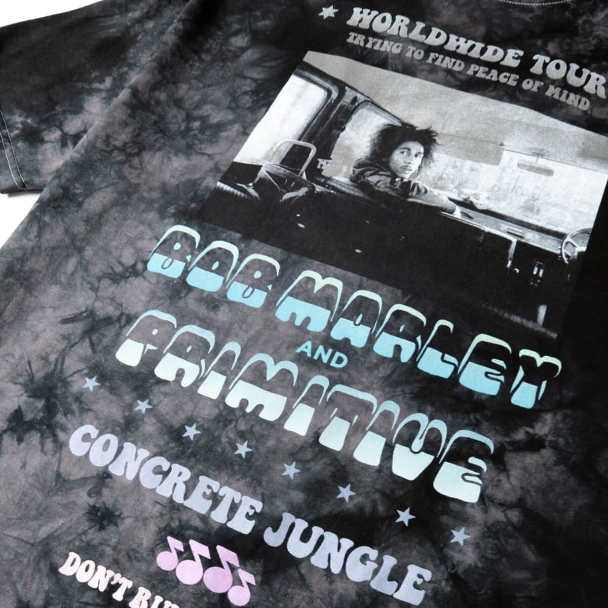 Primitive x Bob Marley Concrete Jungle Washed Graphic T-Shirt - Vintage Washed Cotton Tee for Men - Perfect for Casual Wear, Street Style & Music Festival Outfits