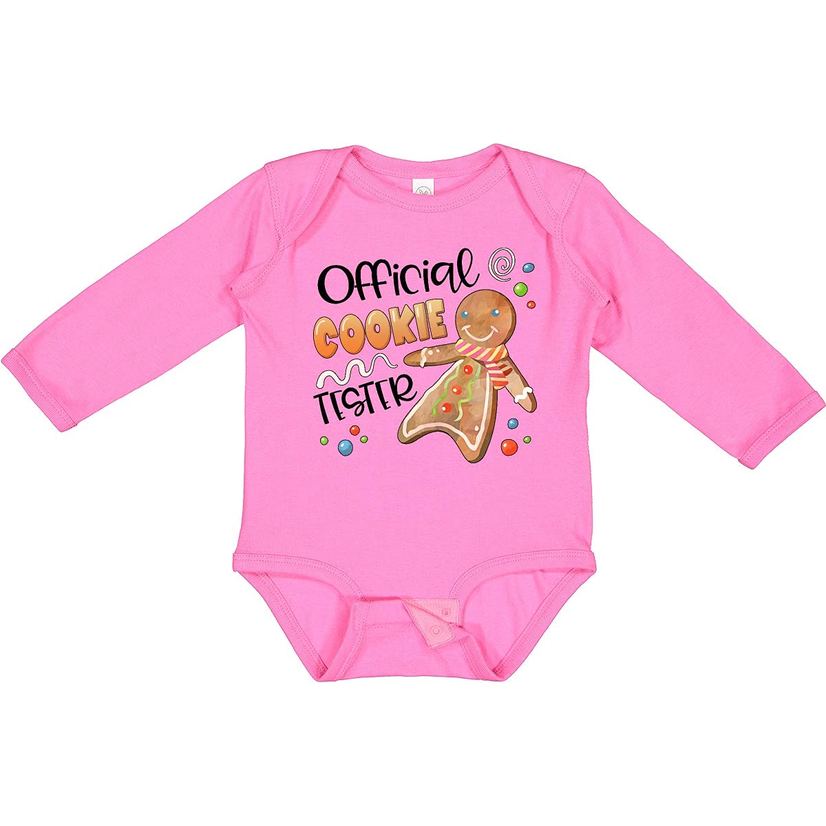 Inktastic Official Cookie Tester Cute Gingerbread Long Sleeve Baby Bodysuit - Adorable Holiday Outfit for Christmas Photos & Family Gatherings