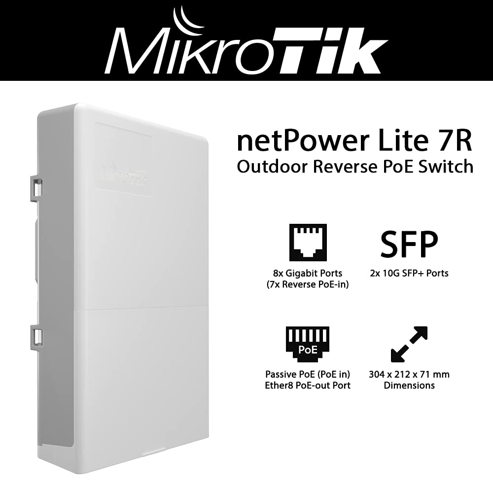 Mikrotik CSS610-1Gi-7R-2S+ NetPower Lite 8-Port Gigabit Ethernet Switch with 2 SFP Ports - Ideal for Home Office, Small Business & Network Setup