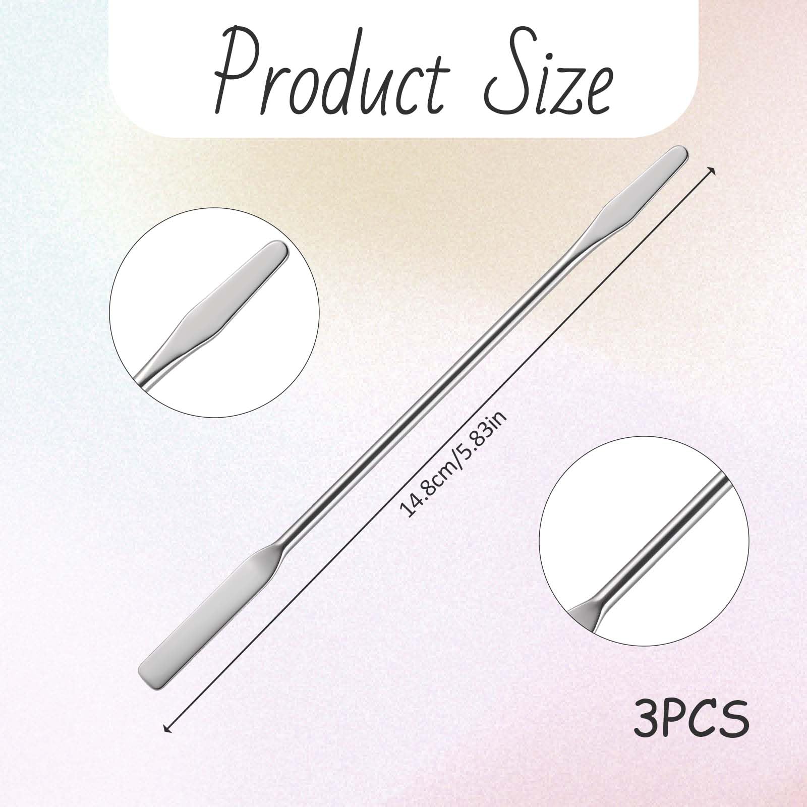 3 Pack Small Stainless Steel Lab Spatula - Double Ended Micro Spatula with Square & Round Tips - Perfect for Mixing Cosmetics, Makeup Application, and Laboratory Use
