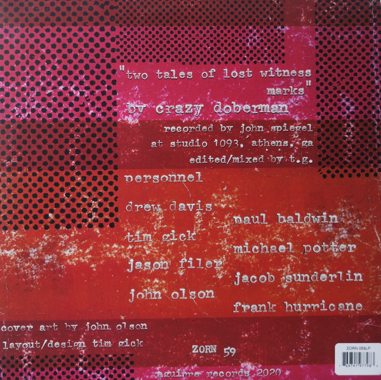 CRAZY DOBERMAN 'Two Tales Of Lost Witness Marks' Vinyl LP (2021 Experimental Free Jazz Record) - Perfect for Jazz Collectors & Avant-Garde Music Lovers