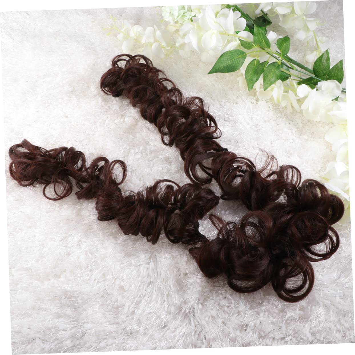 FOMIYES Hair Bun Maker for Women - Instant Wavy Curly Hair Extensions, Donut Chignon Hairpiece in Natural Chestnut Color | Perfect for Parties, Weddings & Everyday Styling