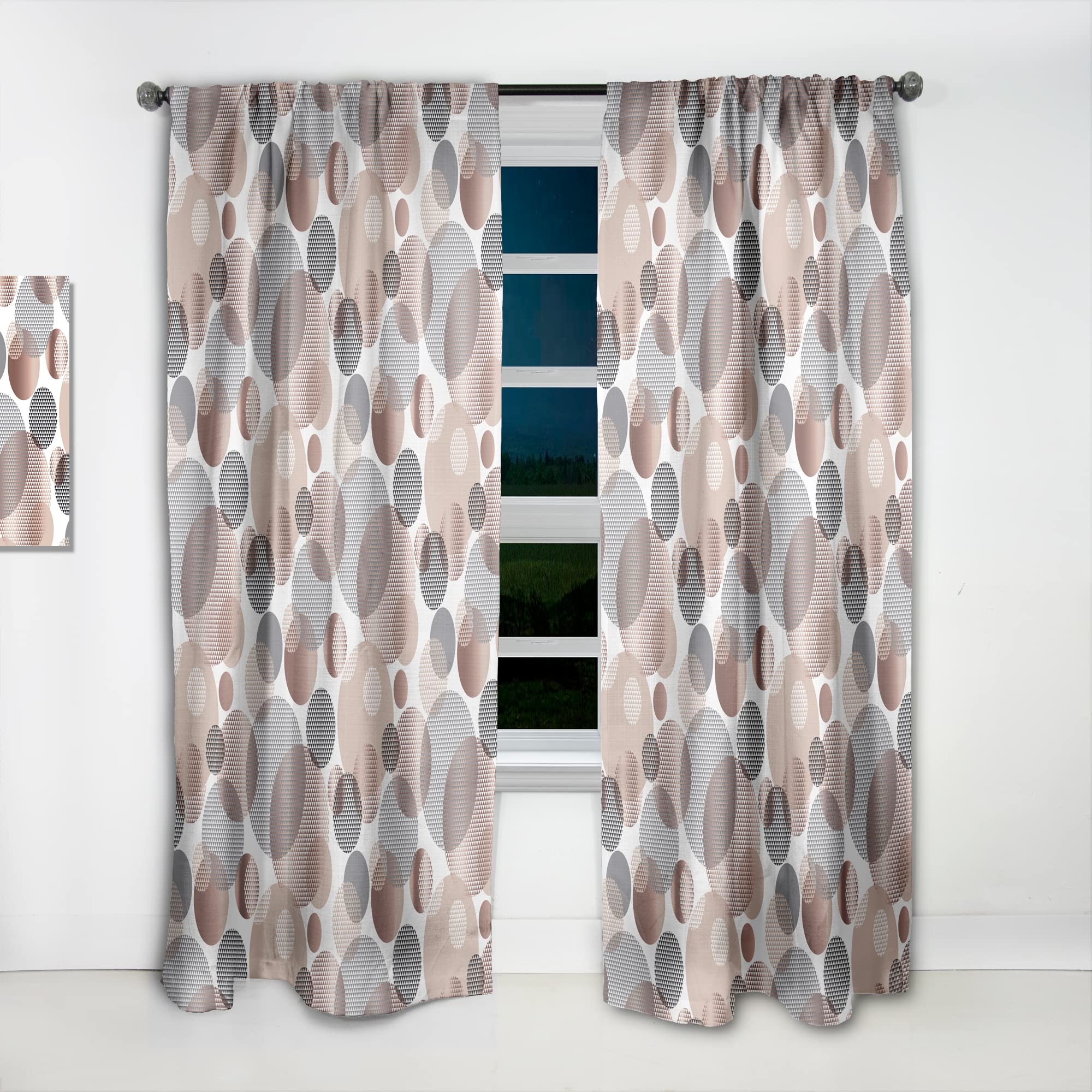 DesignQ Thermal Insulated Curtains - Circular Abstract Retro Geometric XIII Pattern - Single Panel 52x108 Inches - Perfect for Bedroom & Living Room Blackout Drapes